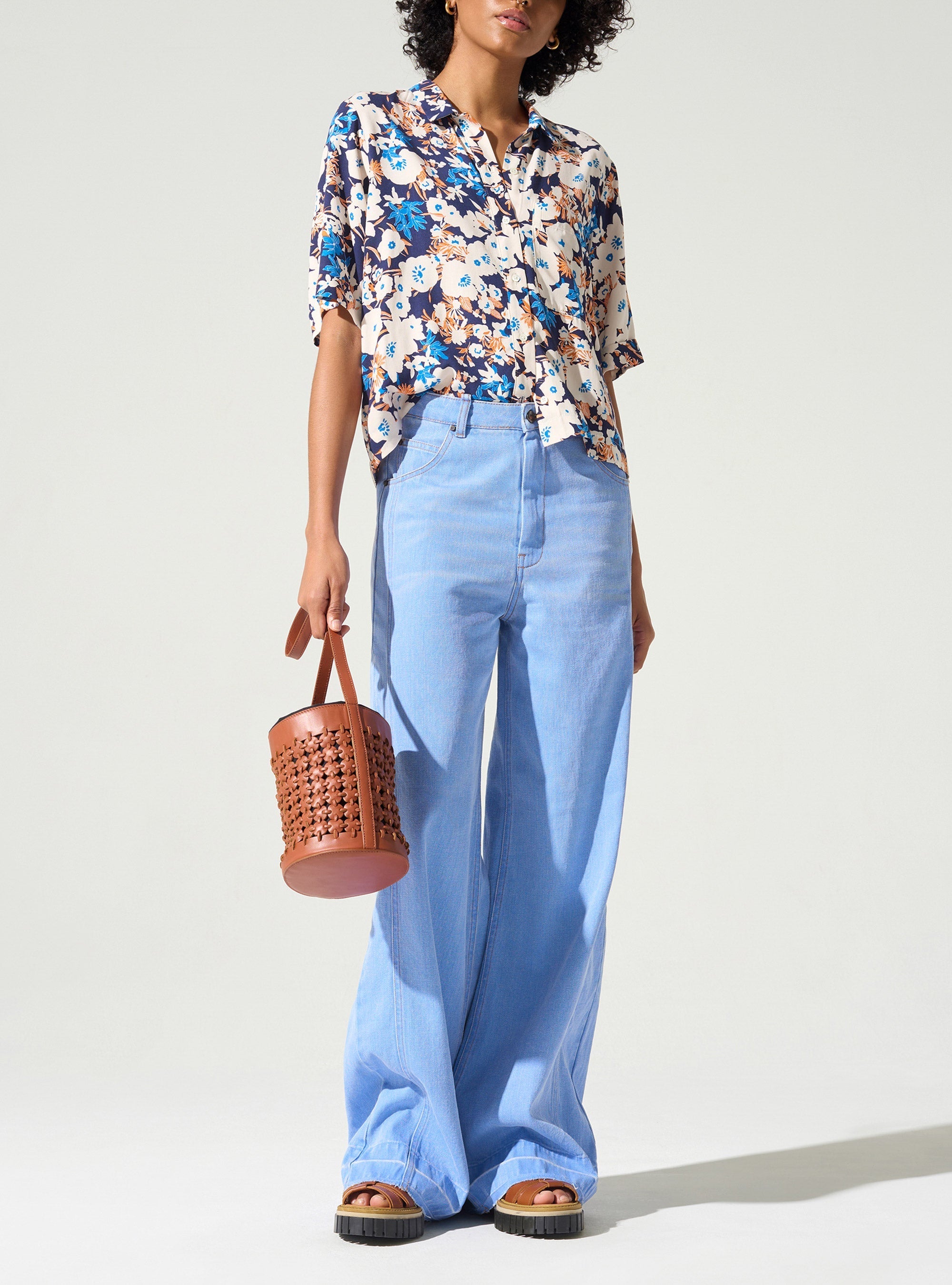 Chemise droite imprimée acoté