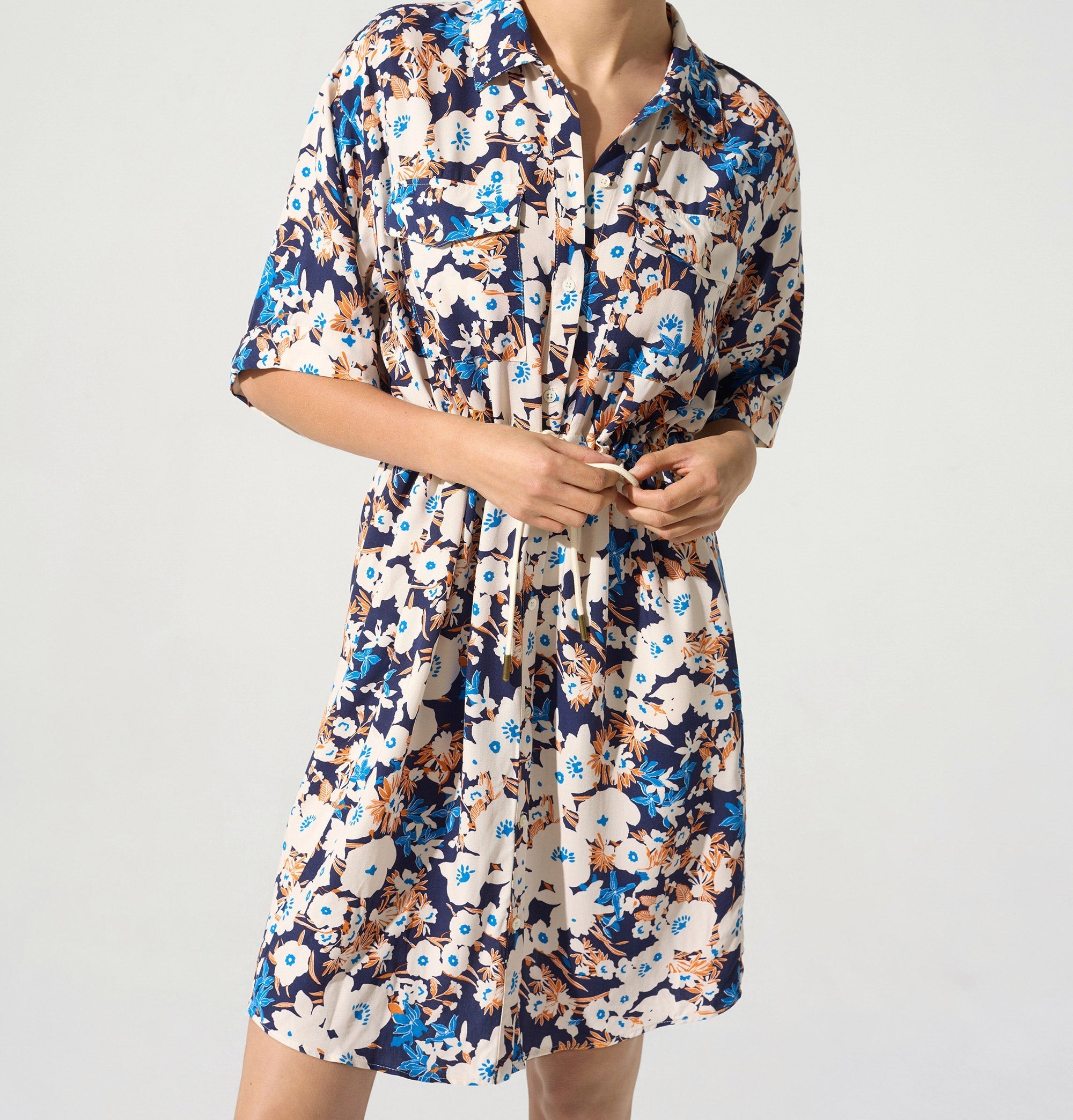 Robe chemise courte acoté