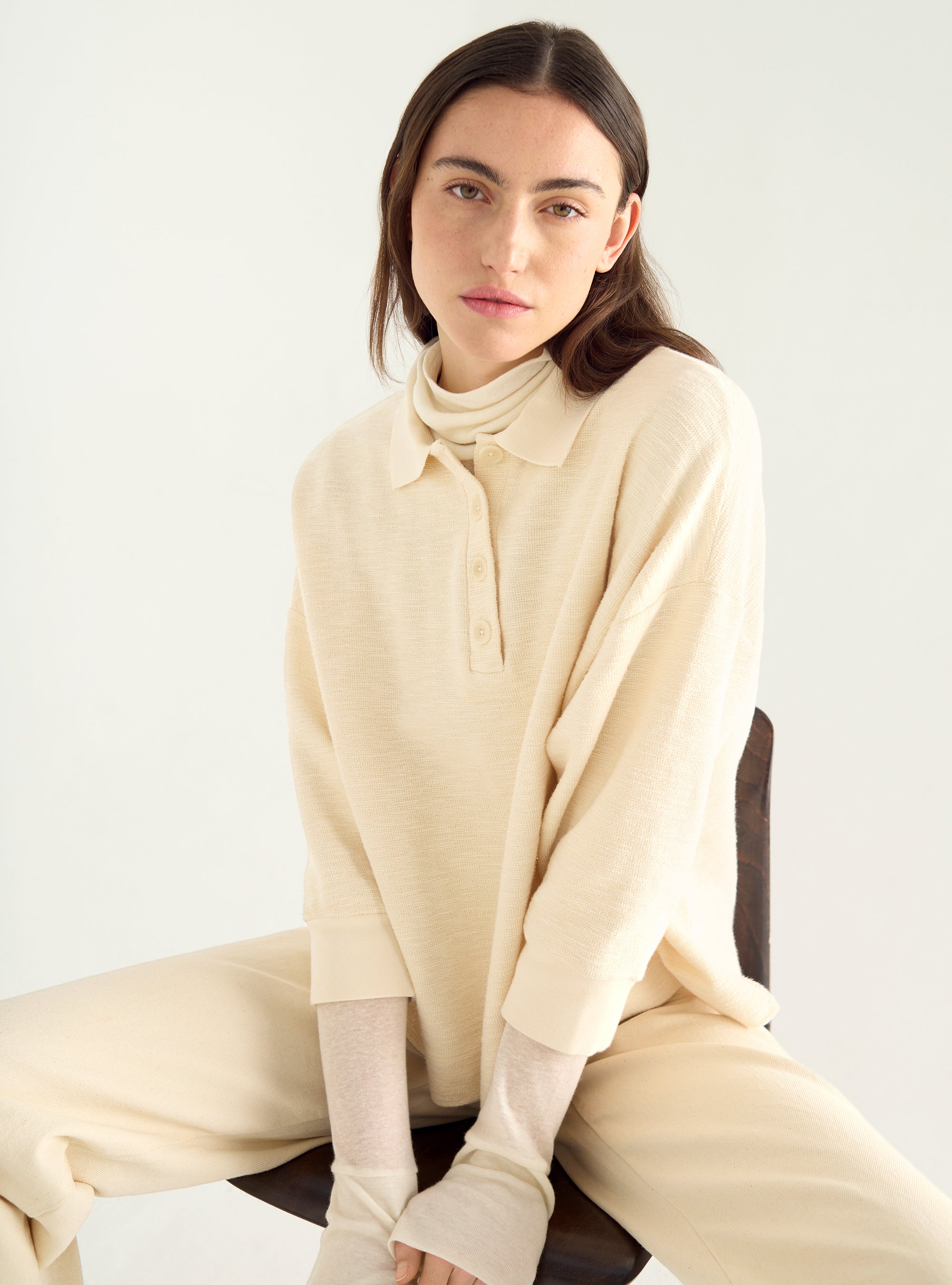 Oversized flame polo shirt