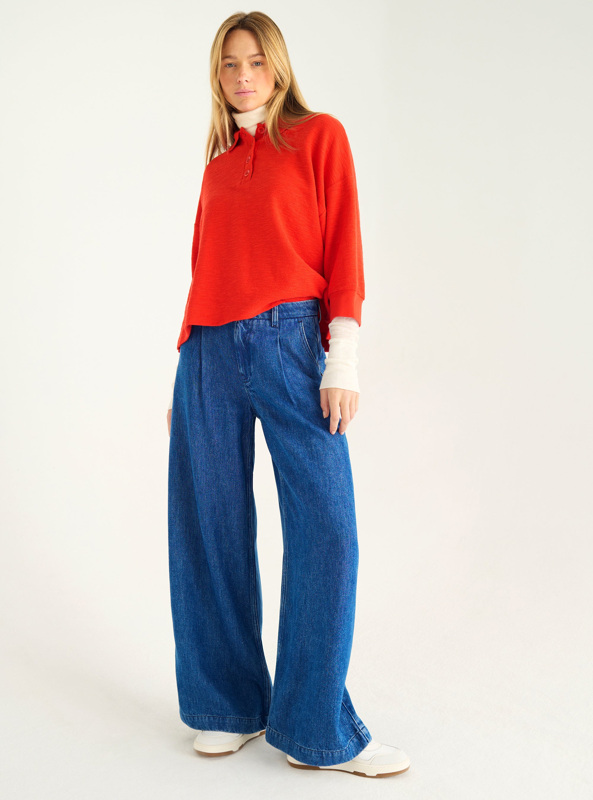 Oversized flame polo shirt