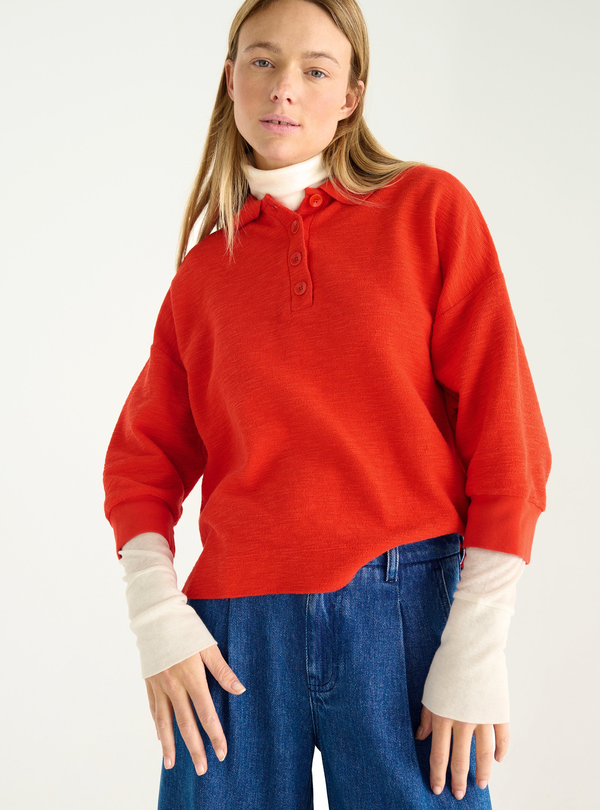 Oversized flame polo shirt