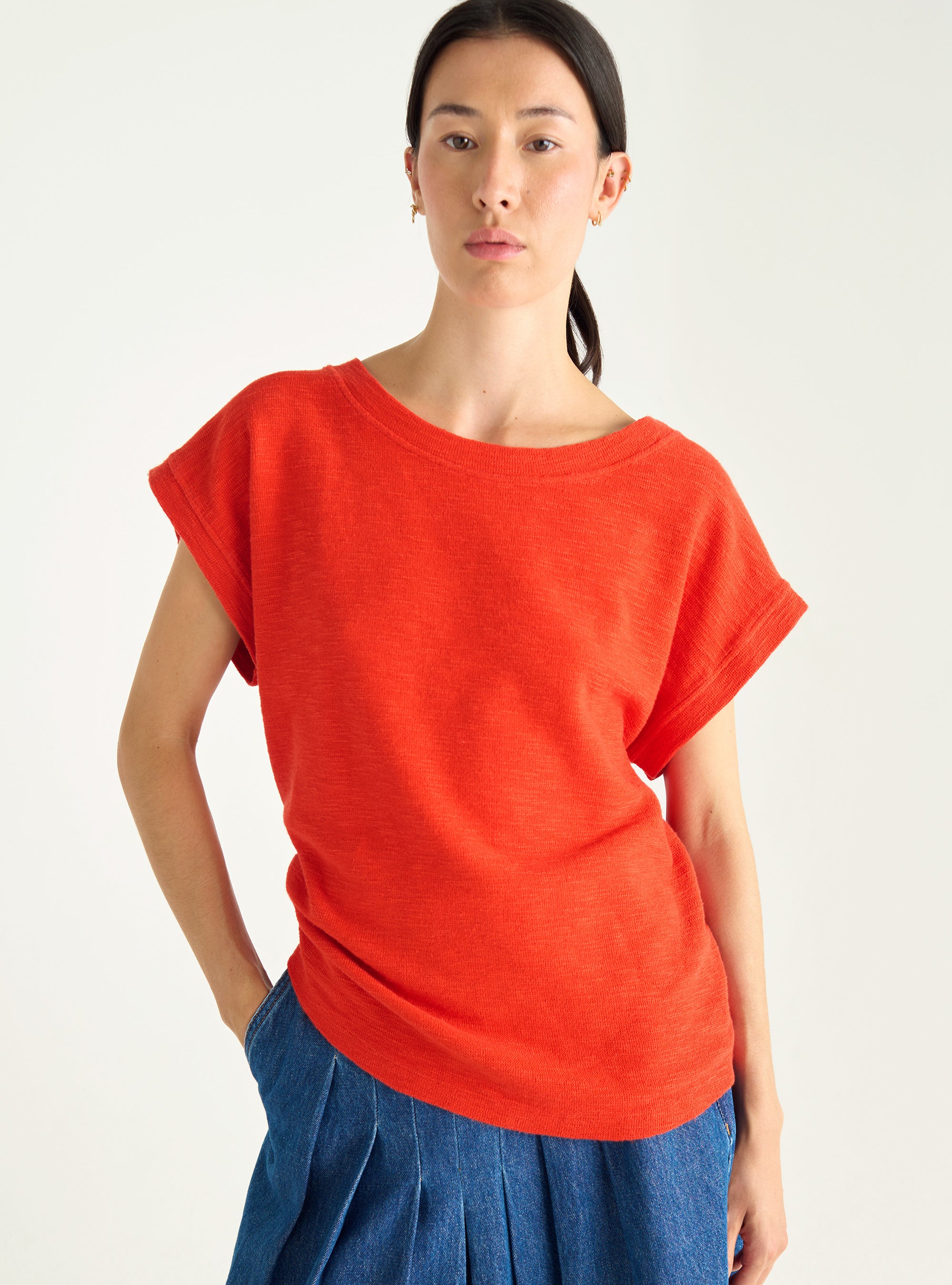 T-shirt ample en interlock flammé