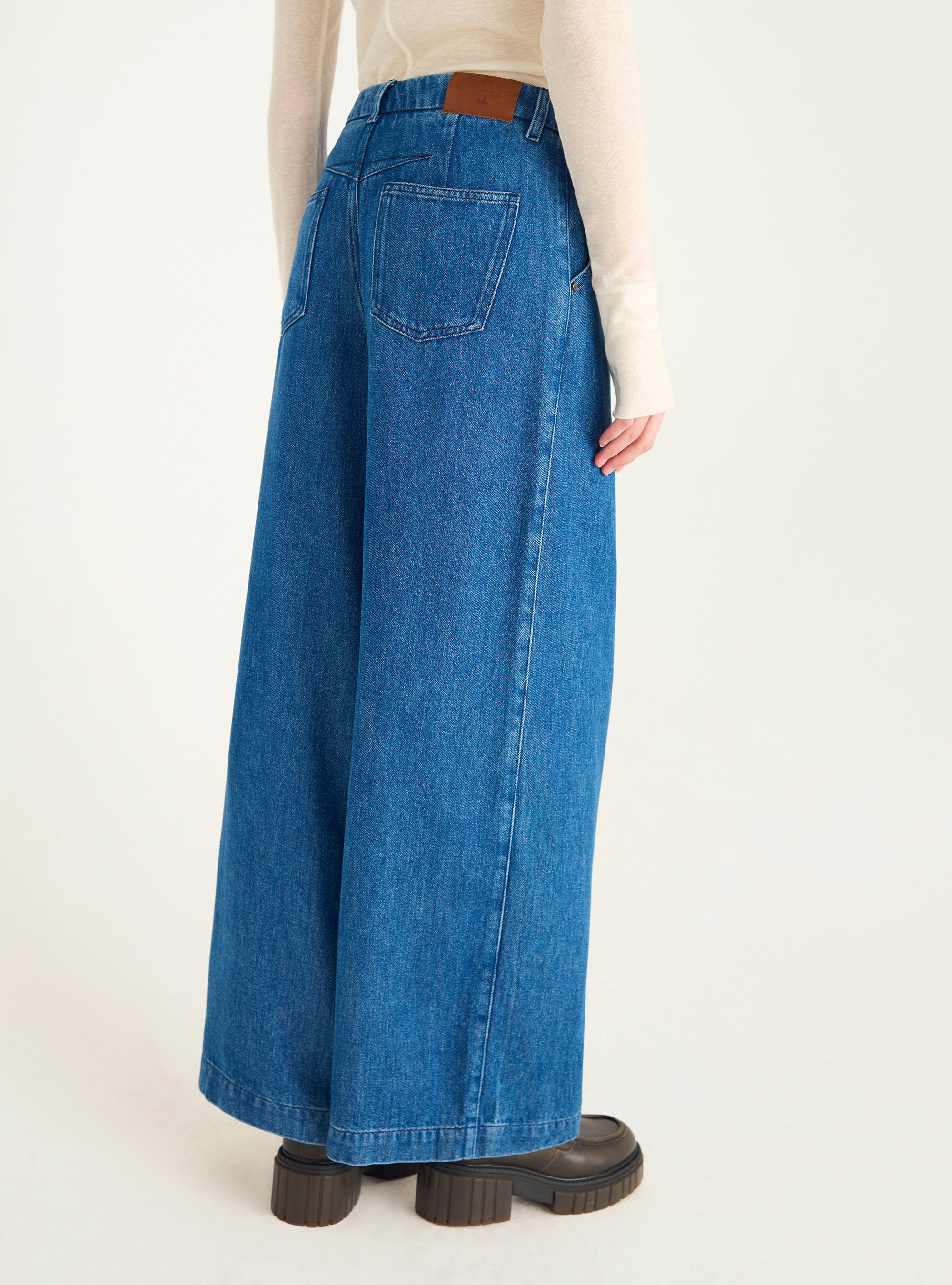 Jean ample et taille haute en denim de lyocell
