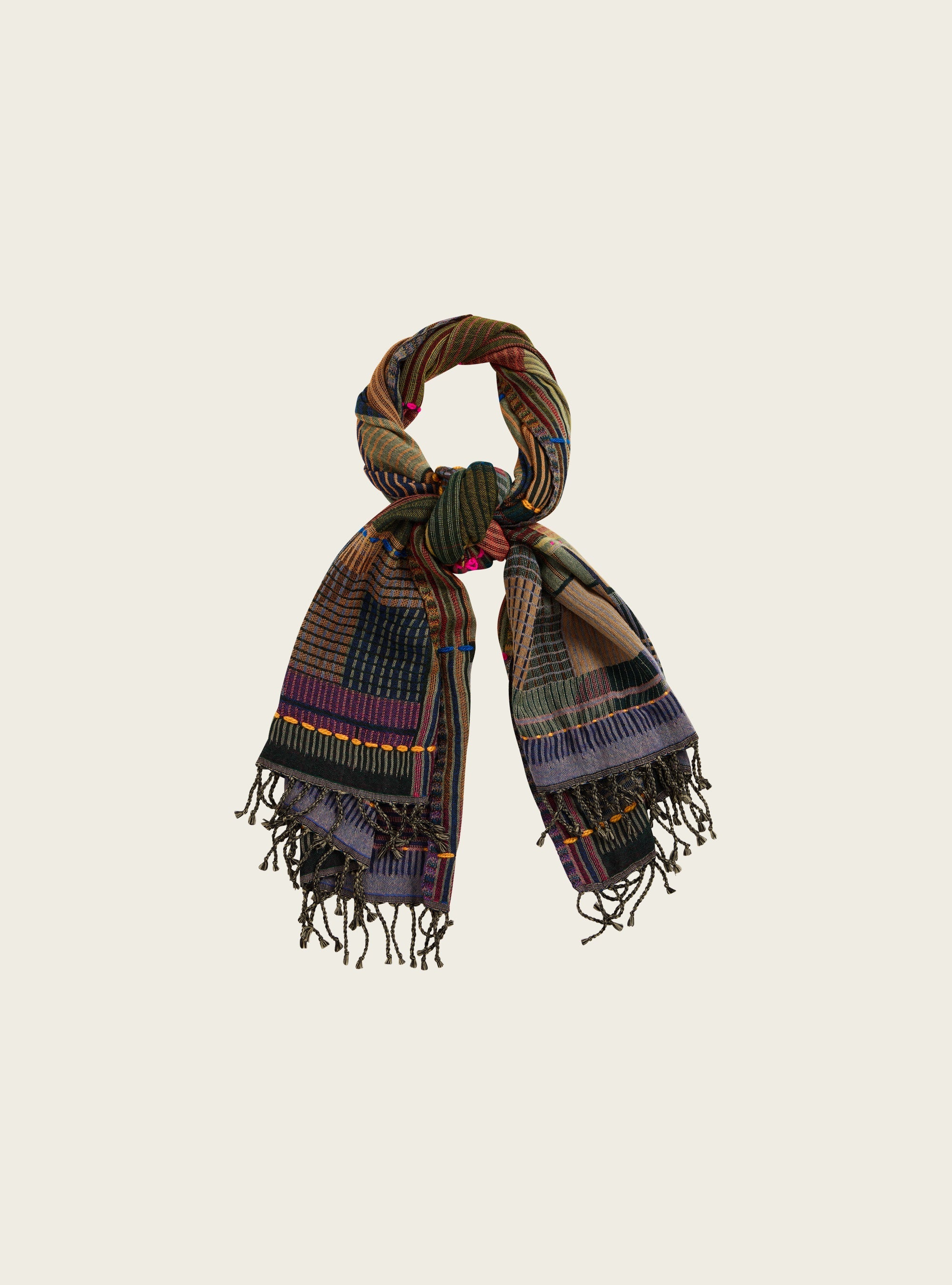Embroidered wool scarf