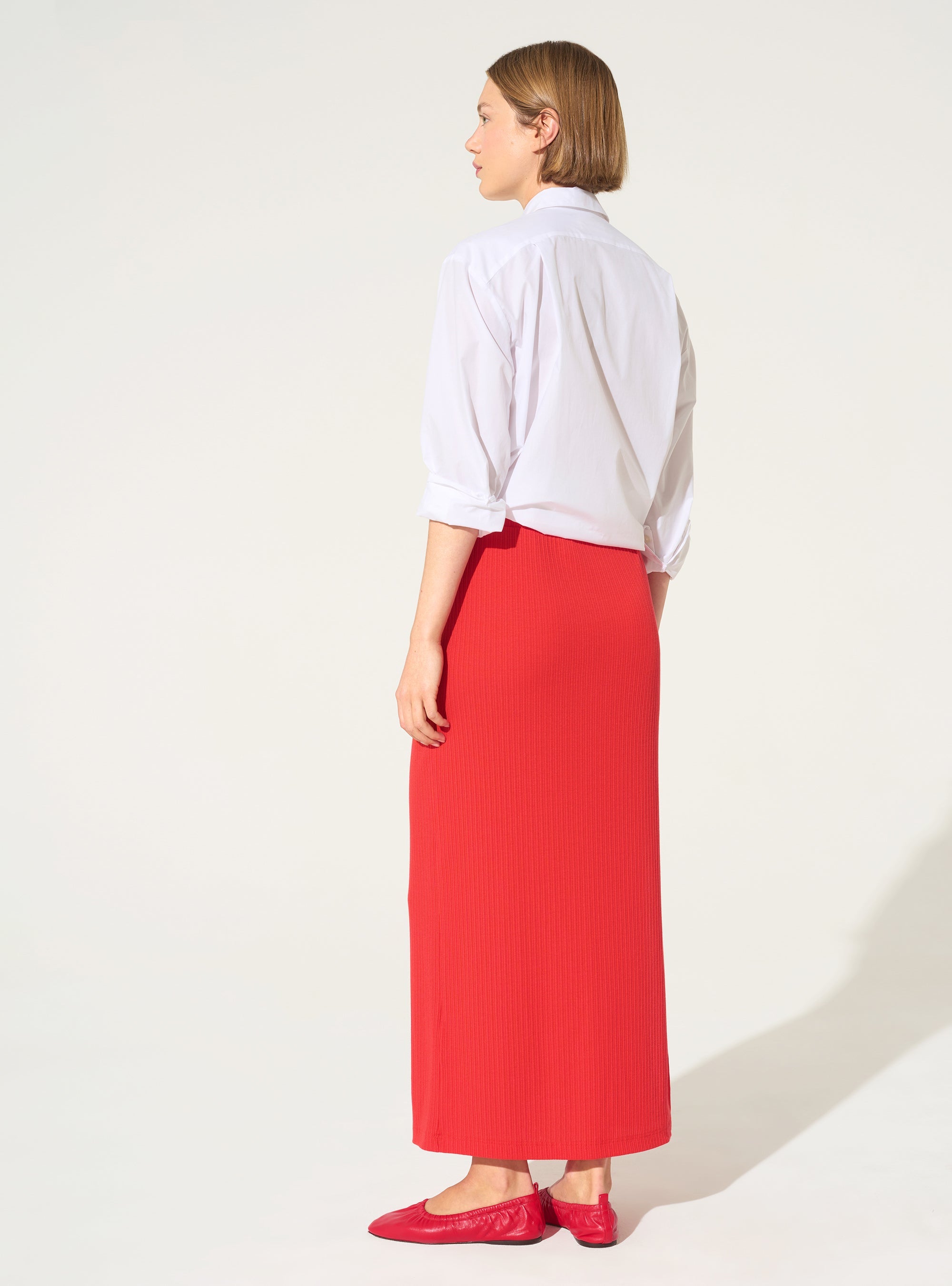 Jupe plissée en coton rouge