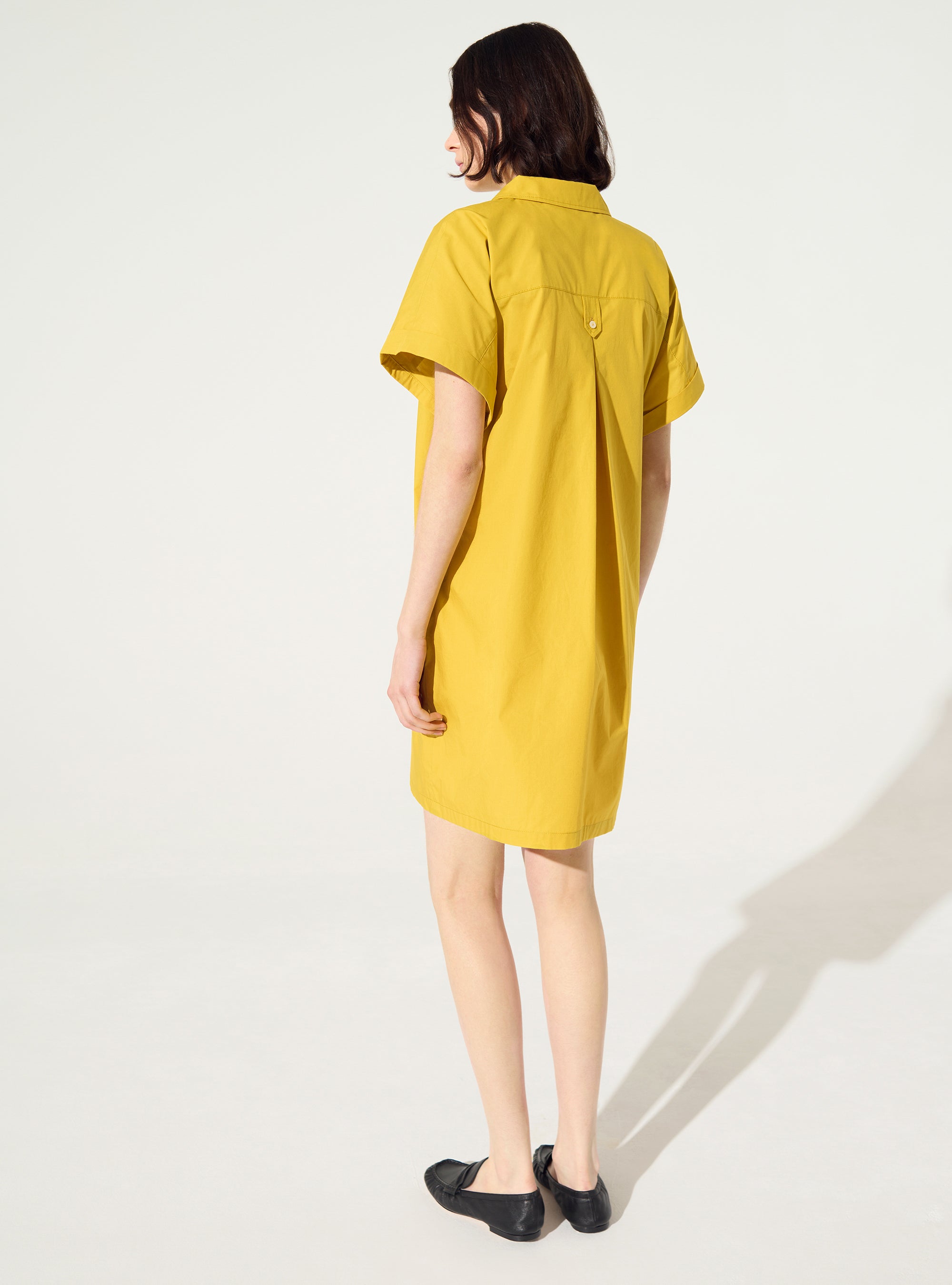 Robe oversize en coton biologique jaune acoté