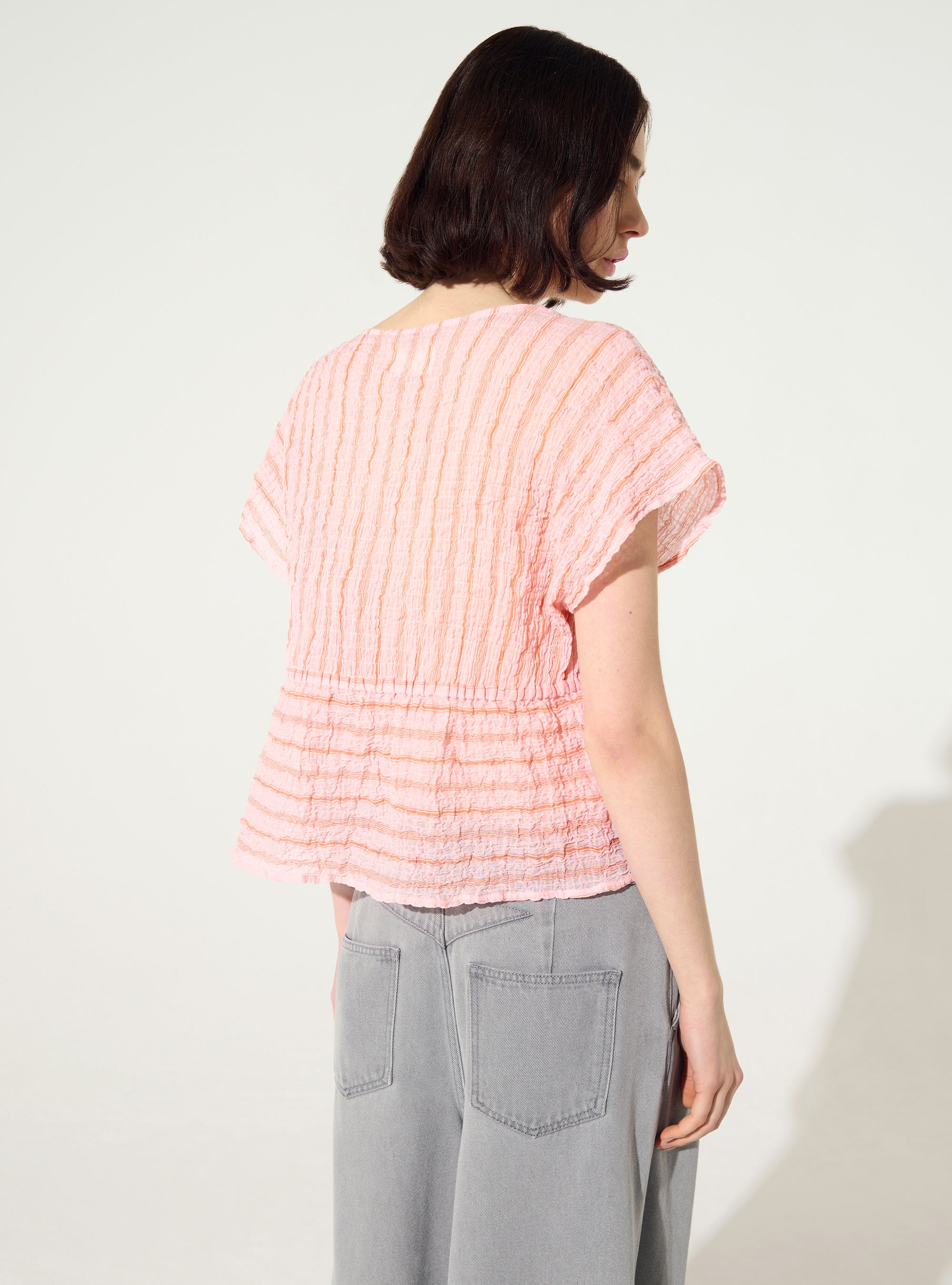 Blouse ajustée en coton rose