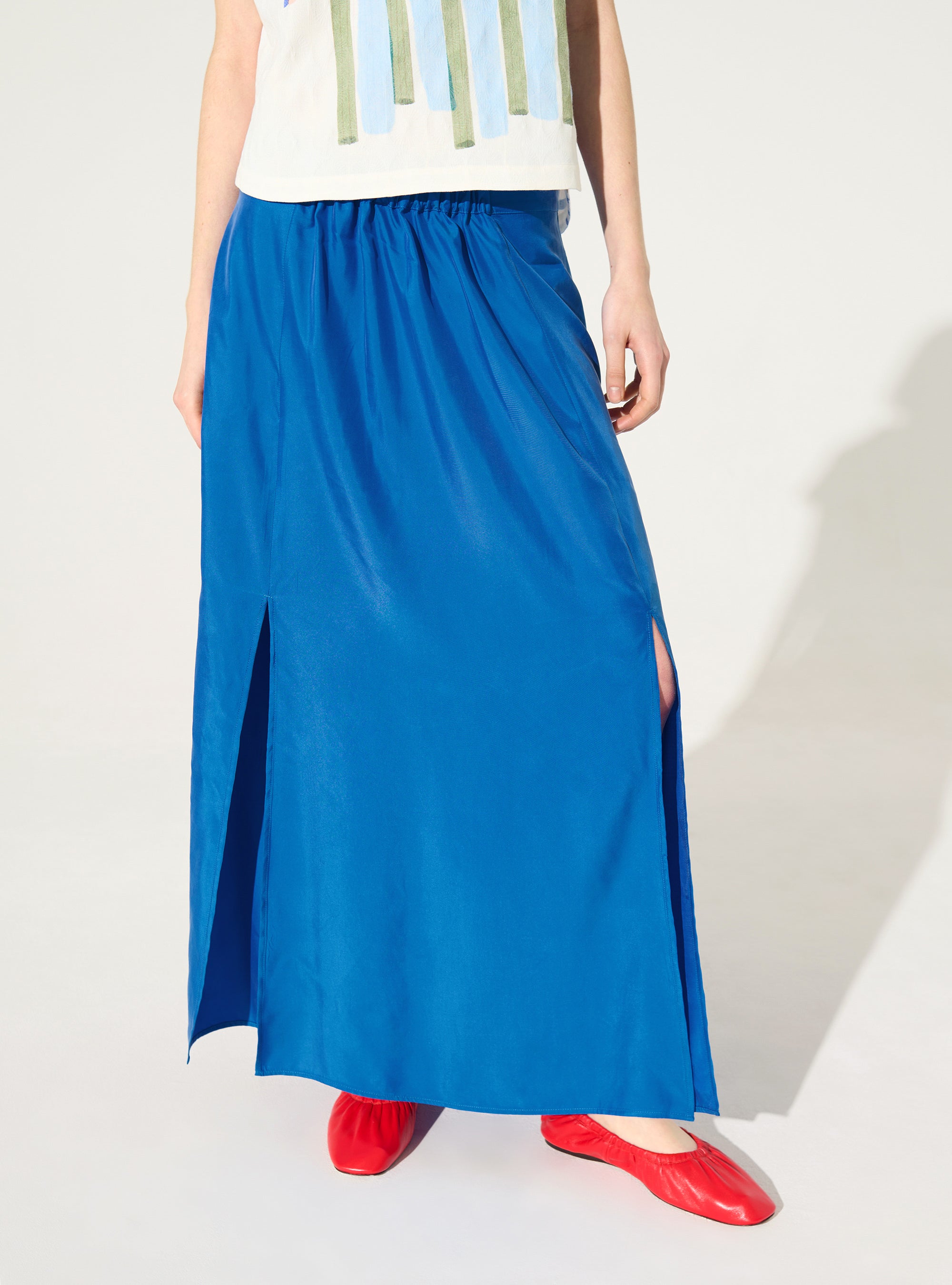 blue cupro skirt