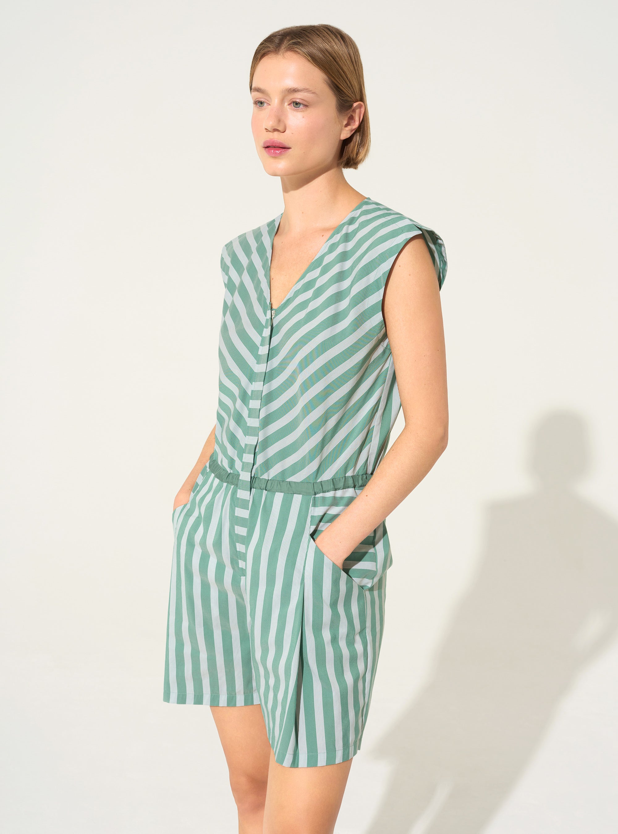Playsuit made from upcycled green cotton