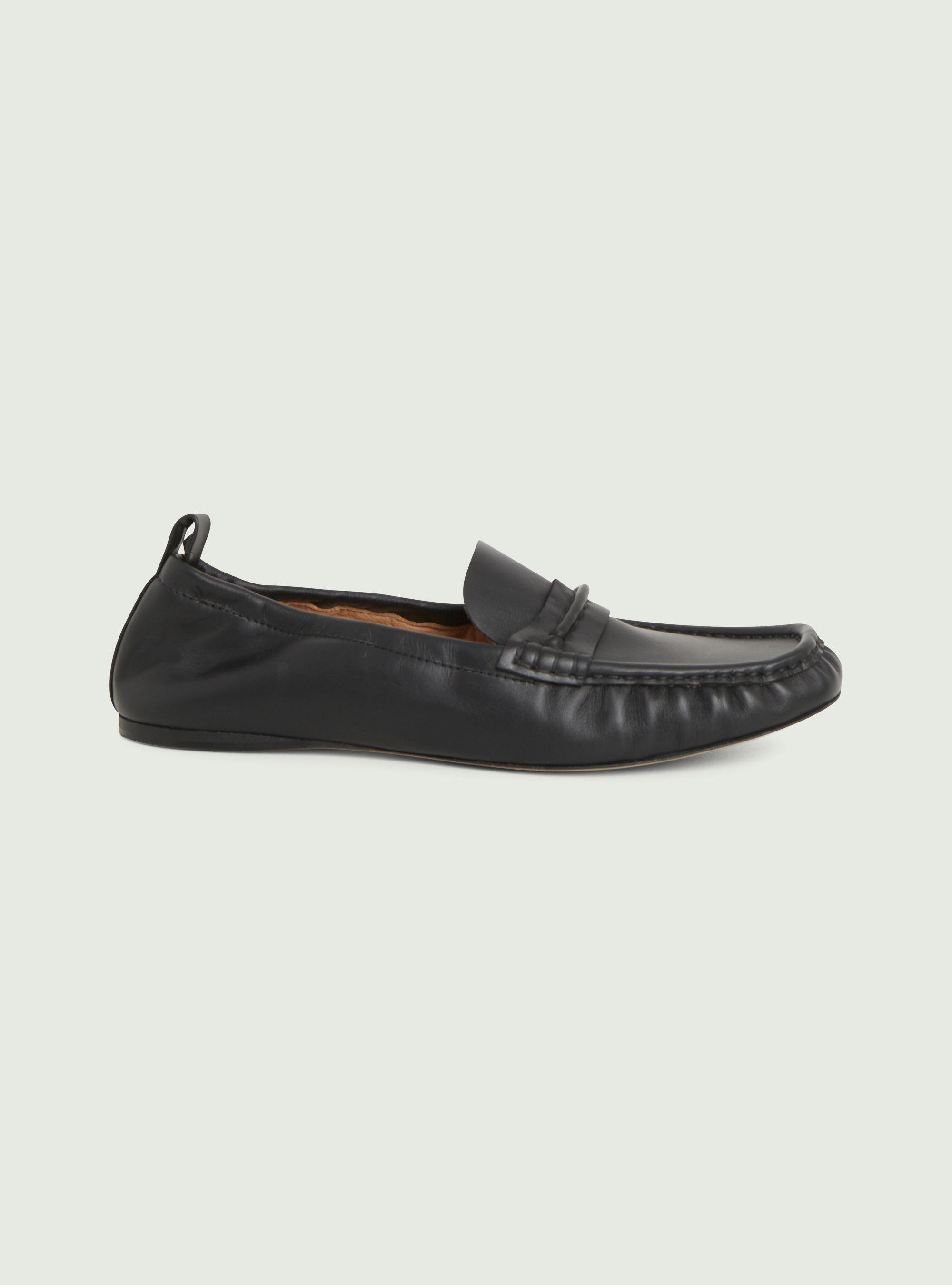 Black leather loafers