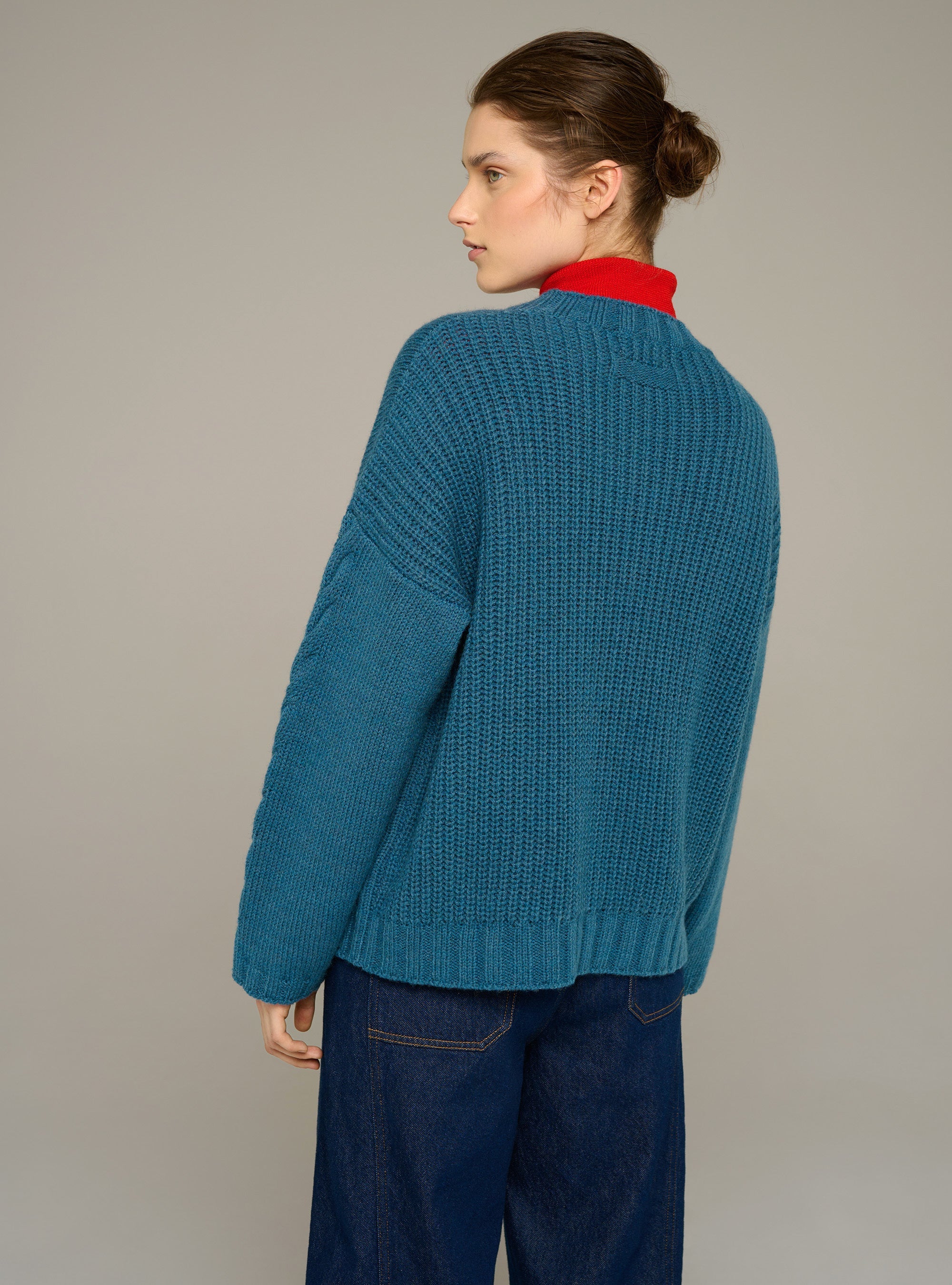 Cotélac acoté pull col rond oversize en maille torsadée