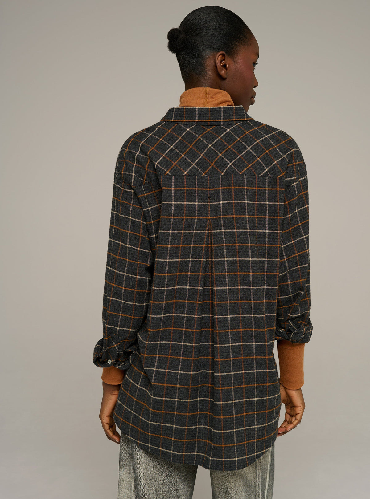 Cotélac acoté chemise manches longues col chemisier motif carreaux
