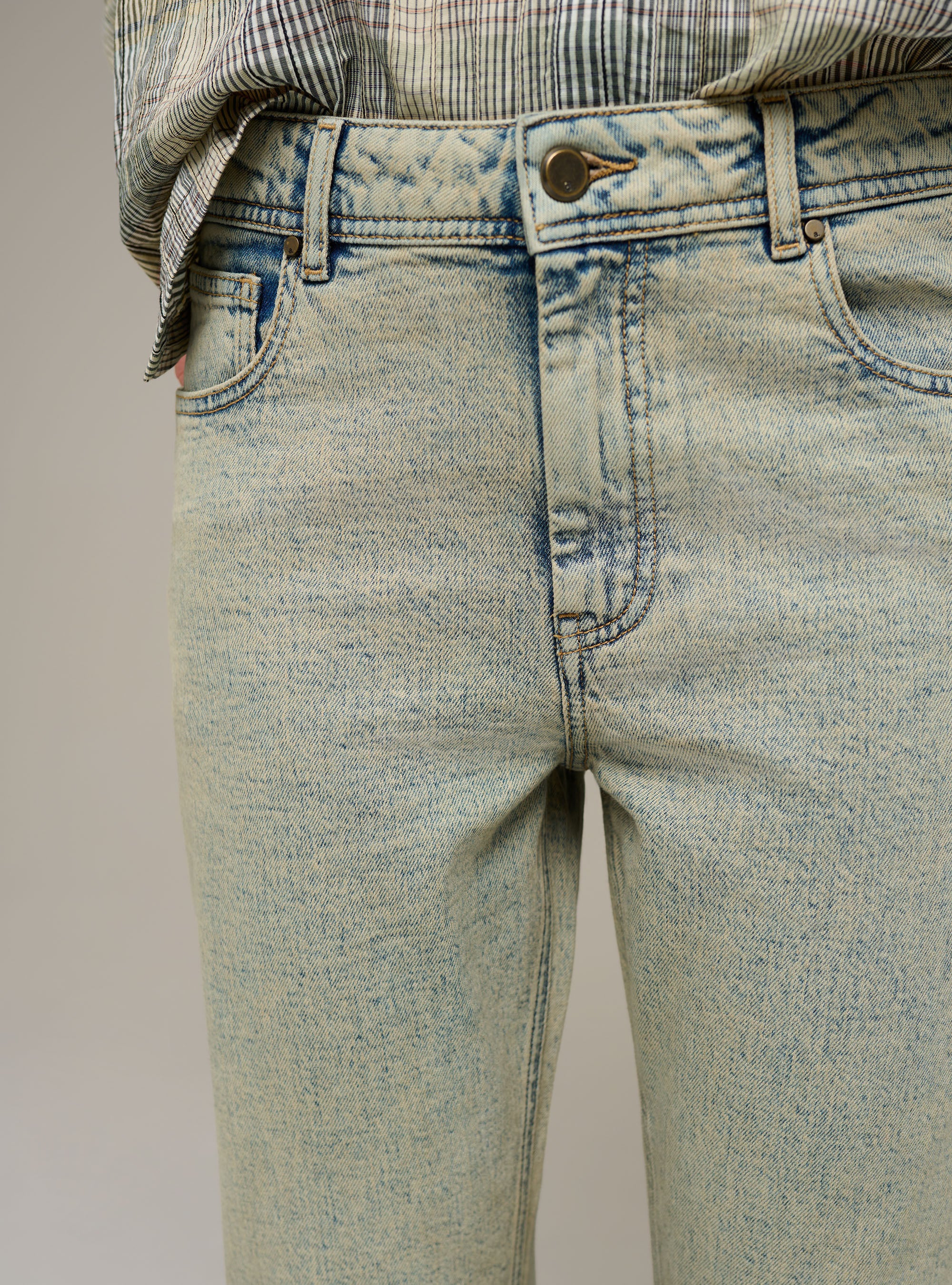 Cotton and lyocell straight leg jeans