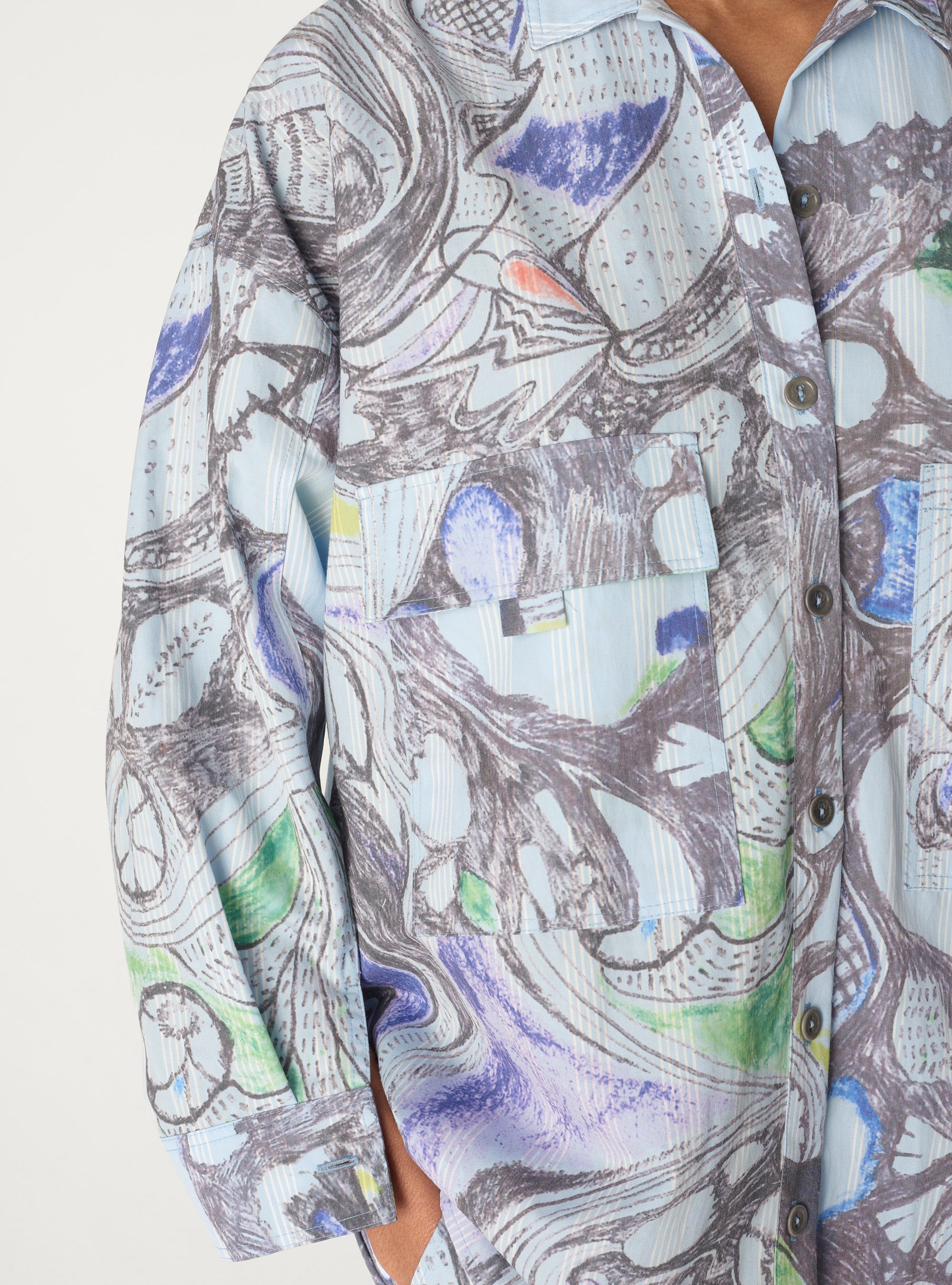 Chemise oversize imprimée à manches longues