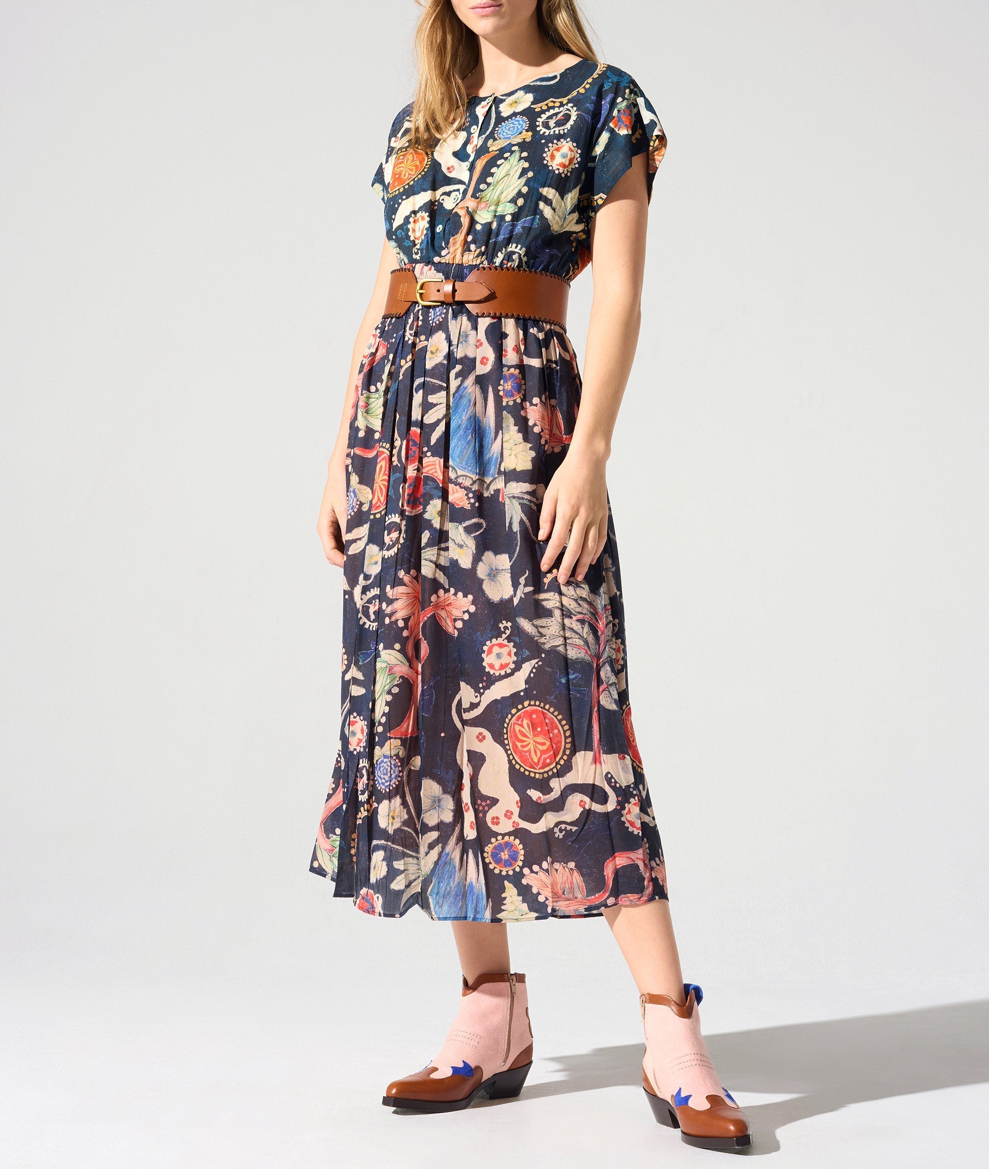 Robe longue smockée à la taille Cotélac