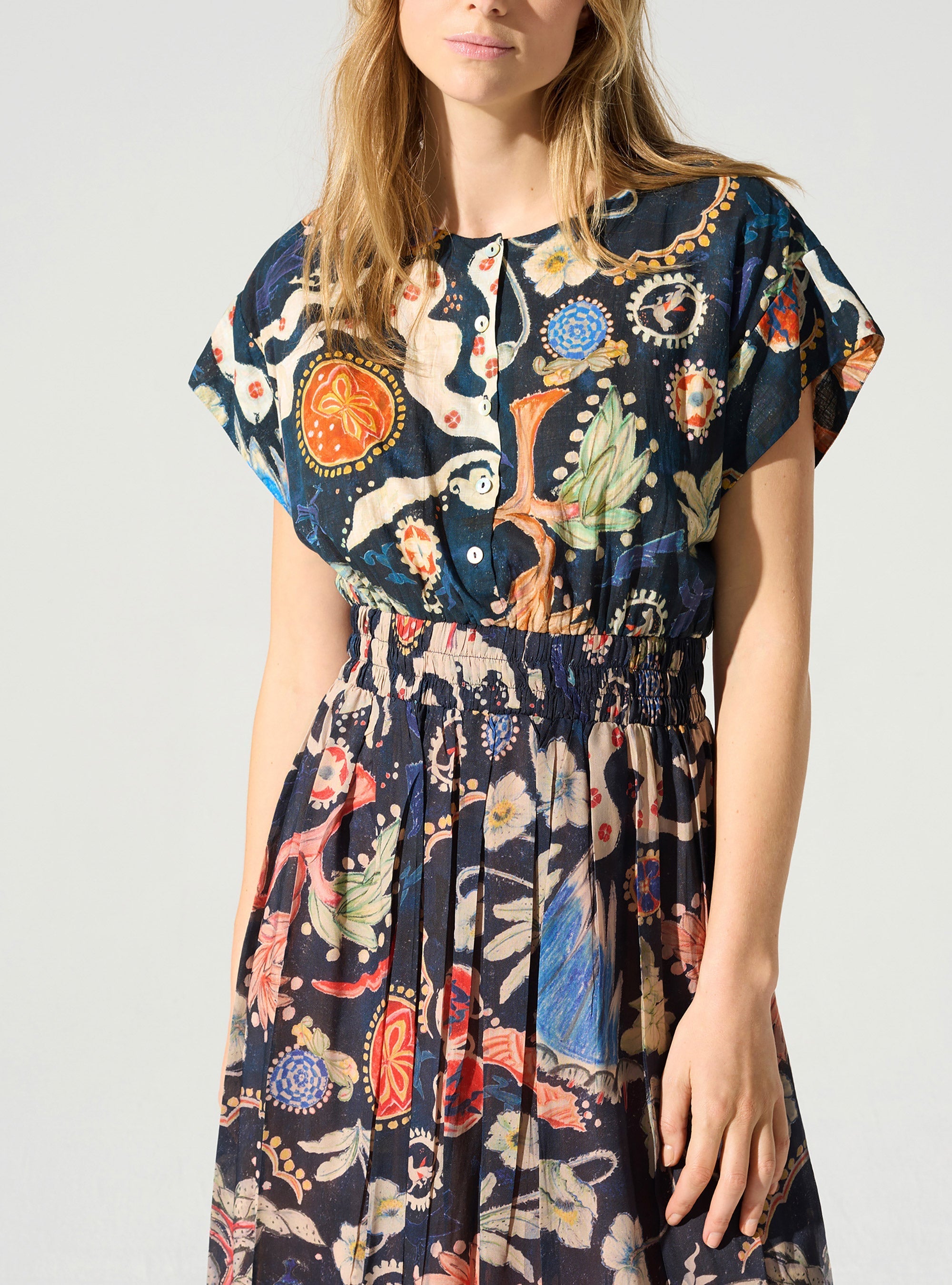 Robe longue smockée à la taille Cotélac
