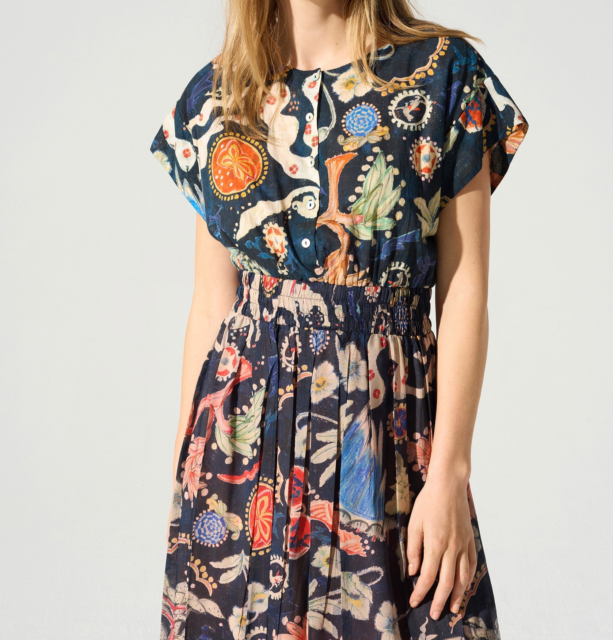 Robe longue smockée à la taille Cotélac