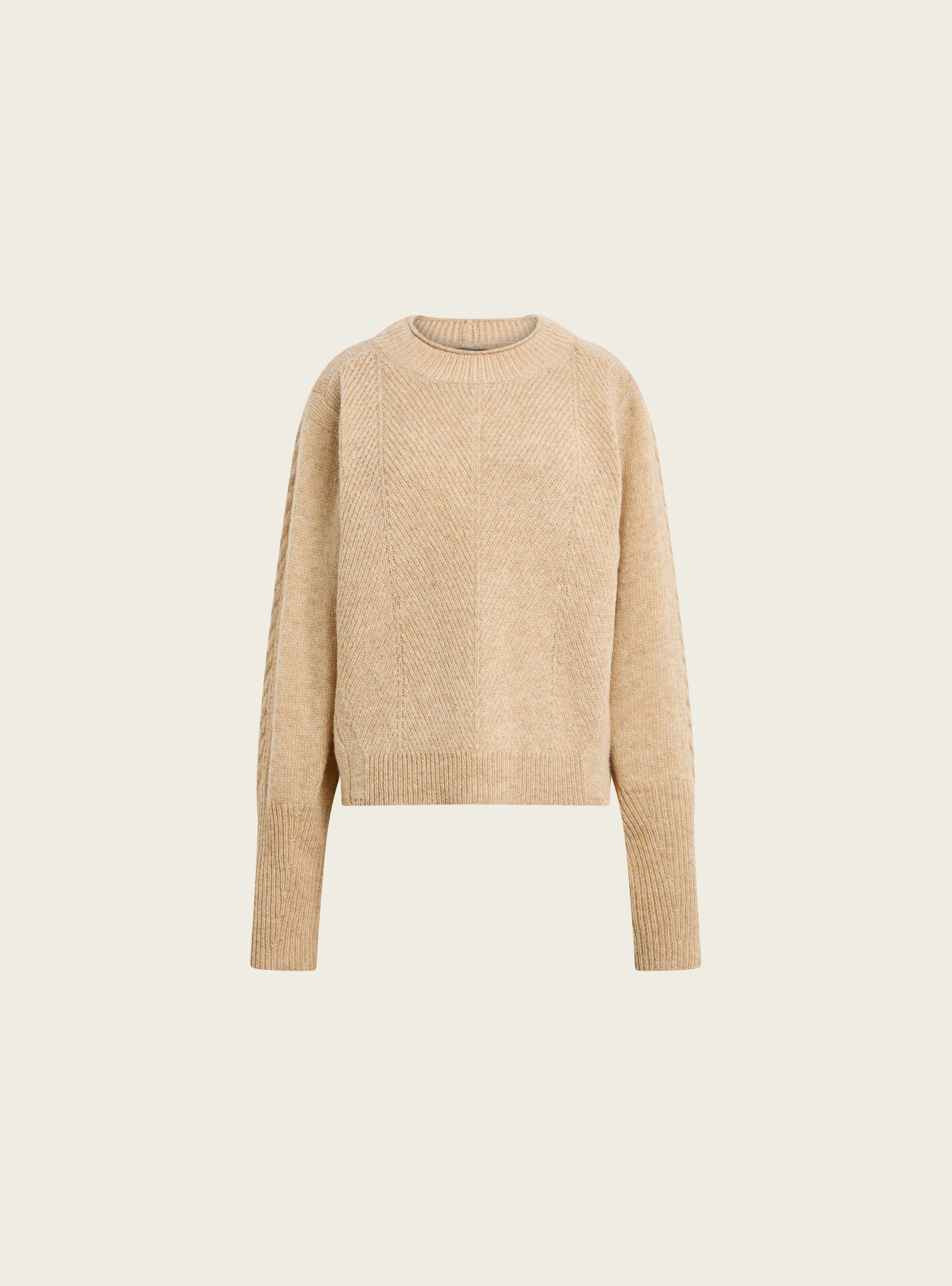 Pull en laine jacquard à manches travaillées – Volume droit Cotélac