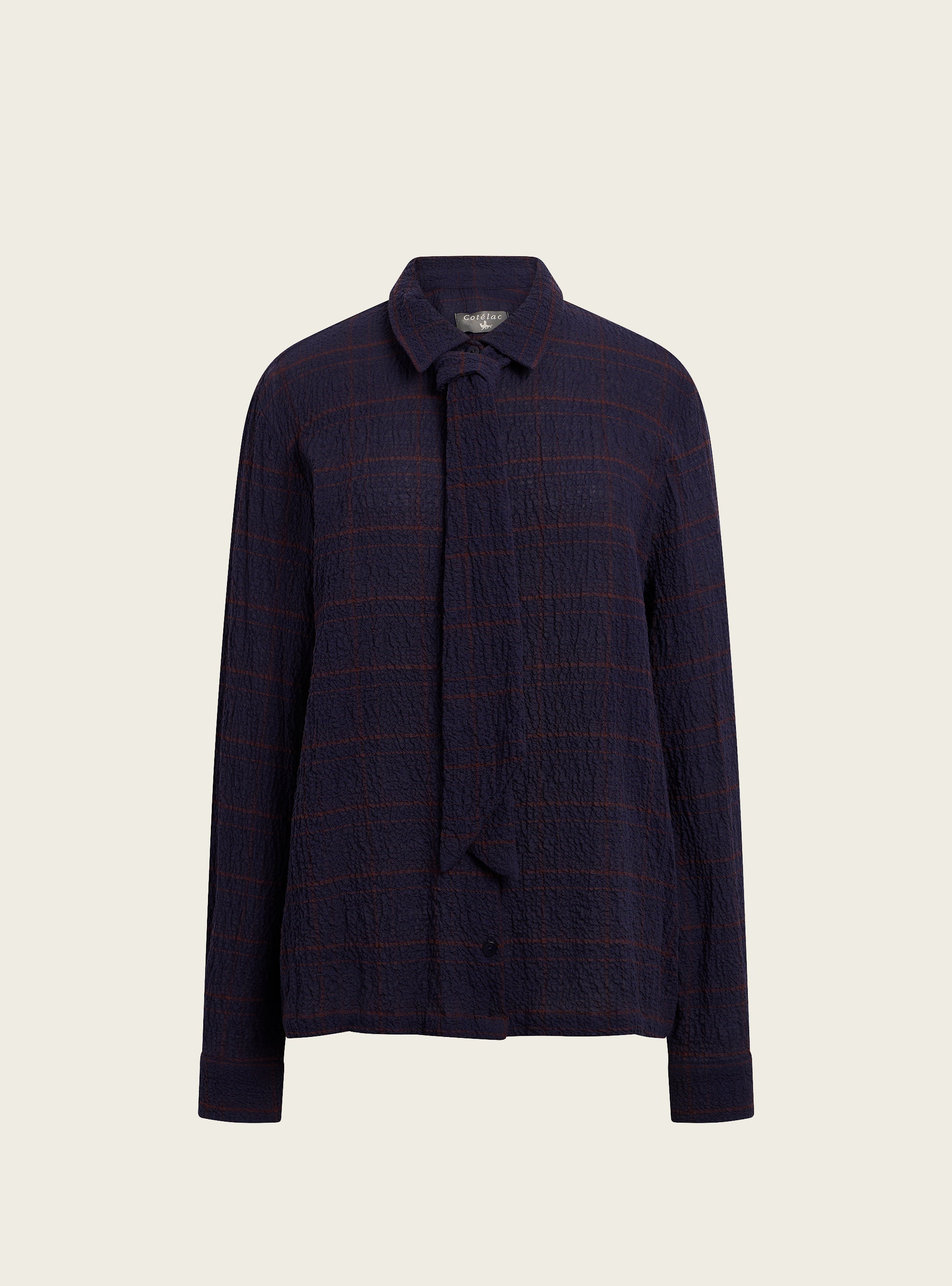 Chemise en seersucker à lavallière amovible Cotélac