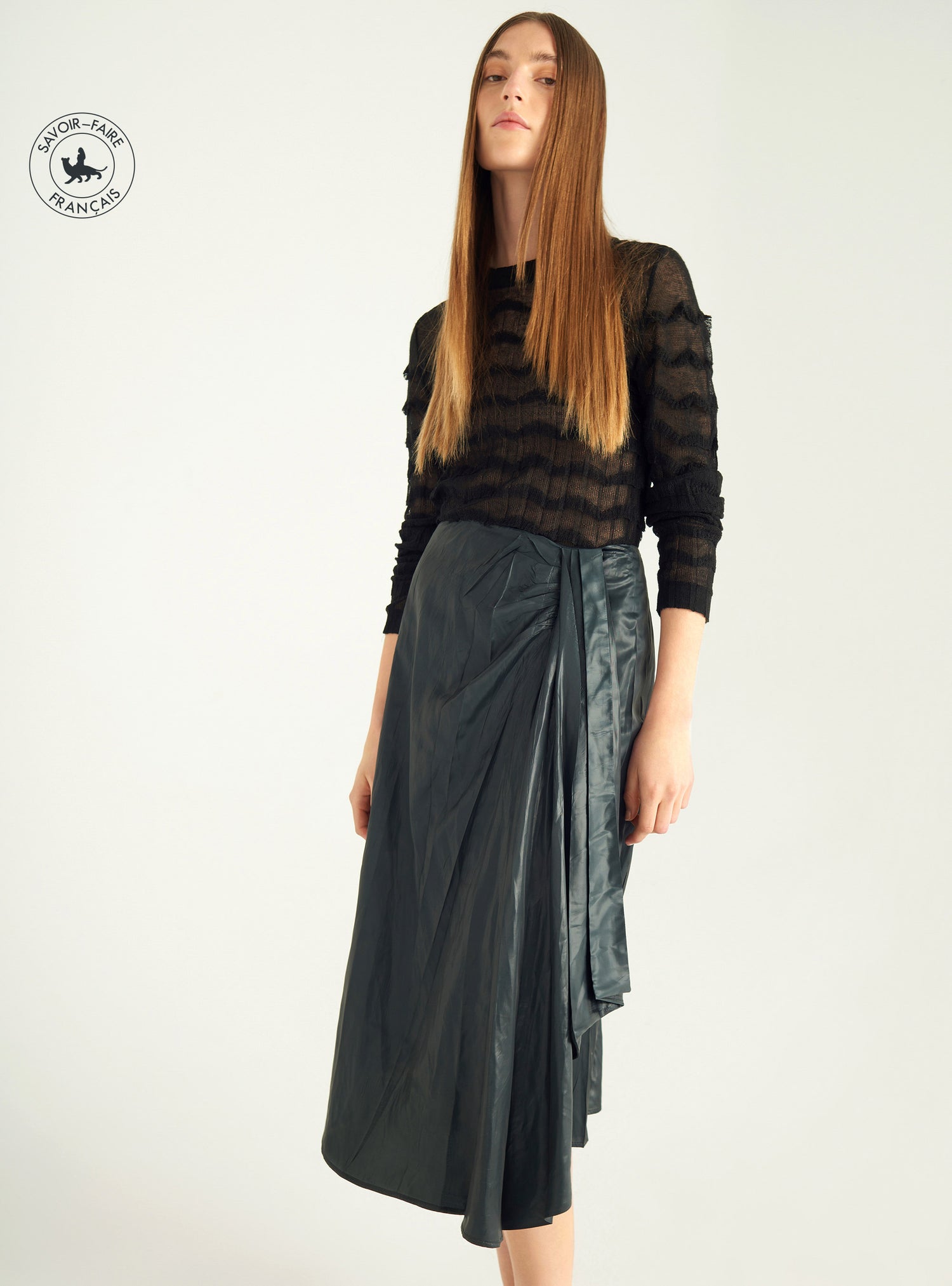 Jupe plissée satinée