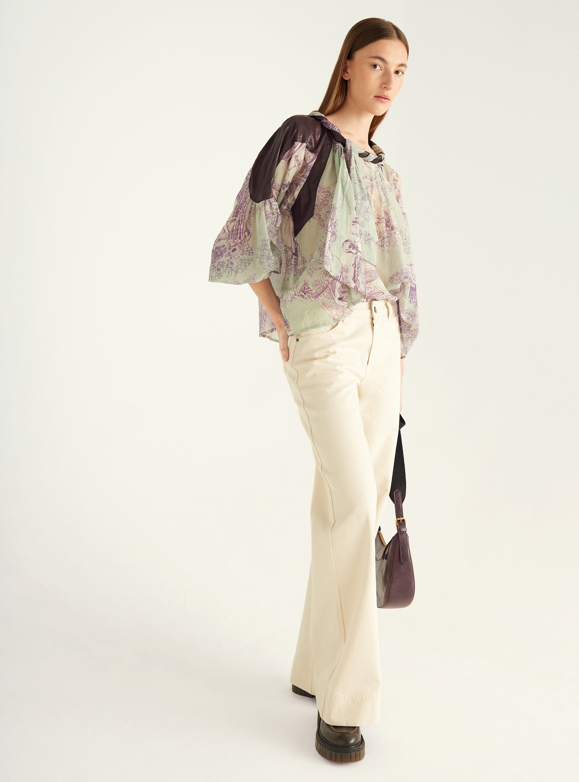 Blouse contrastée