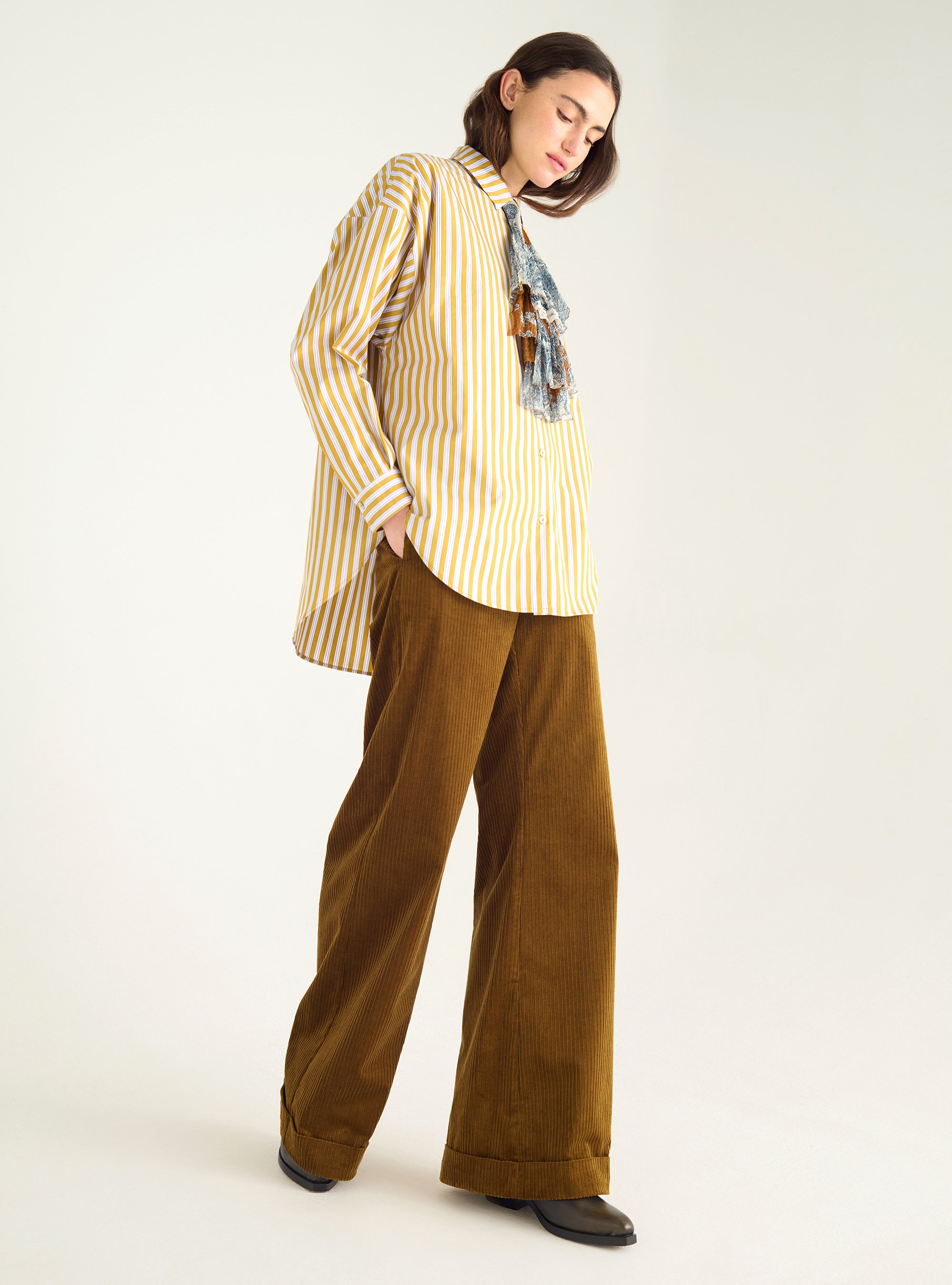 "Heart Strings" printed jabot-style tie