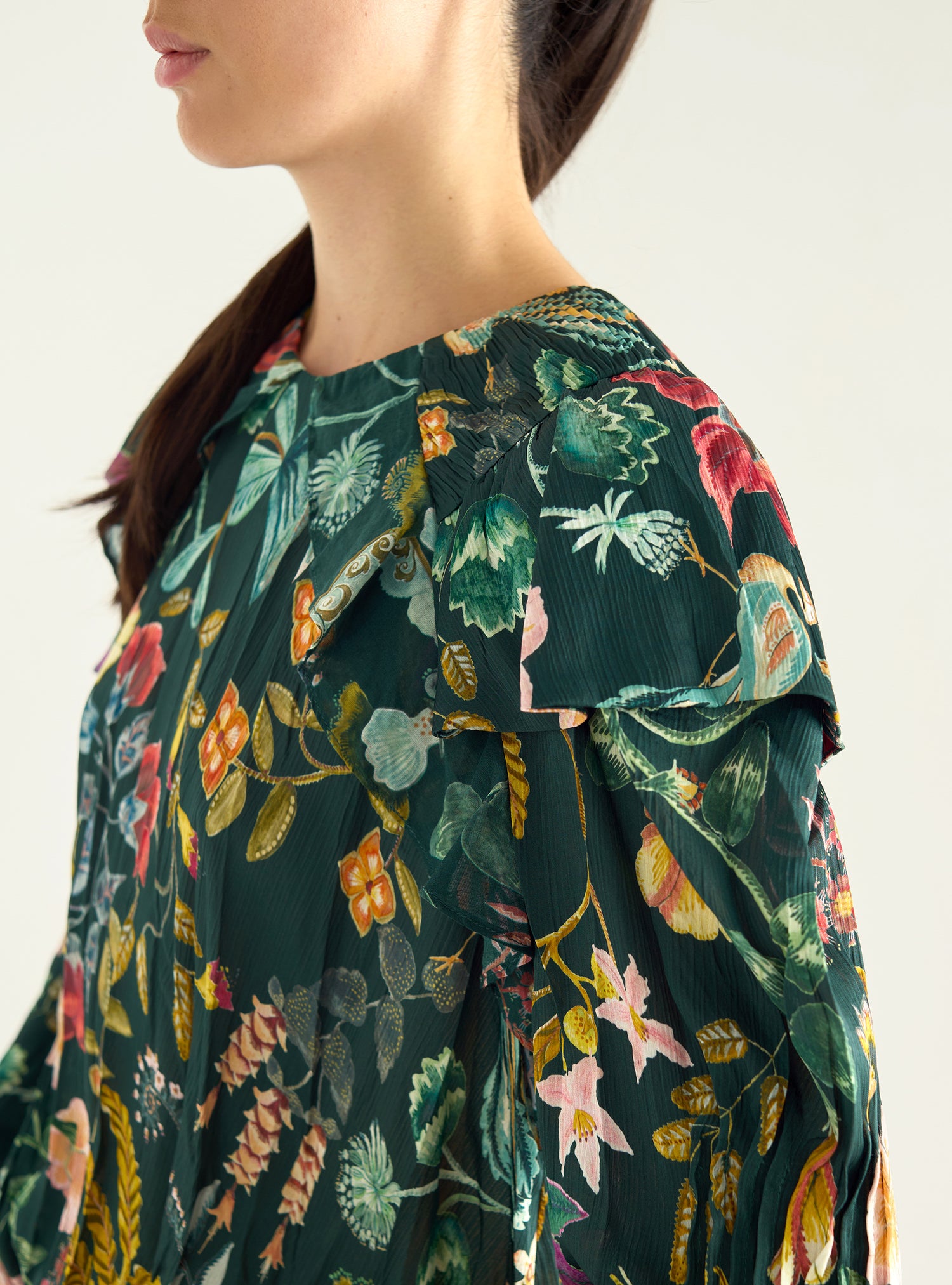 Blouse imprimée à volants