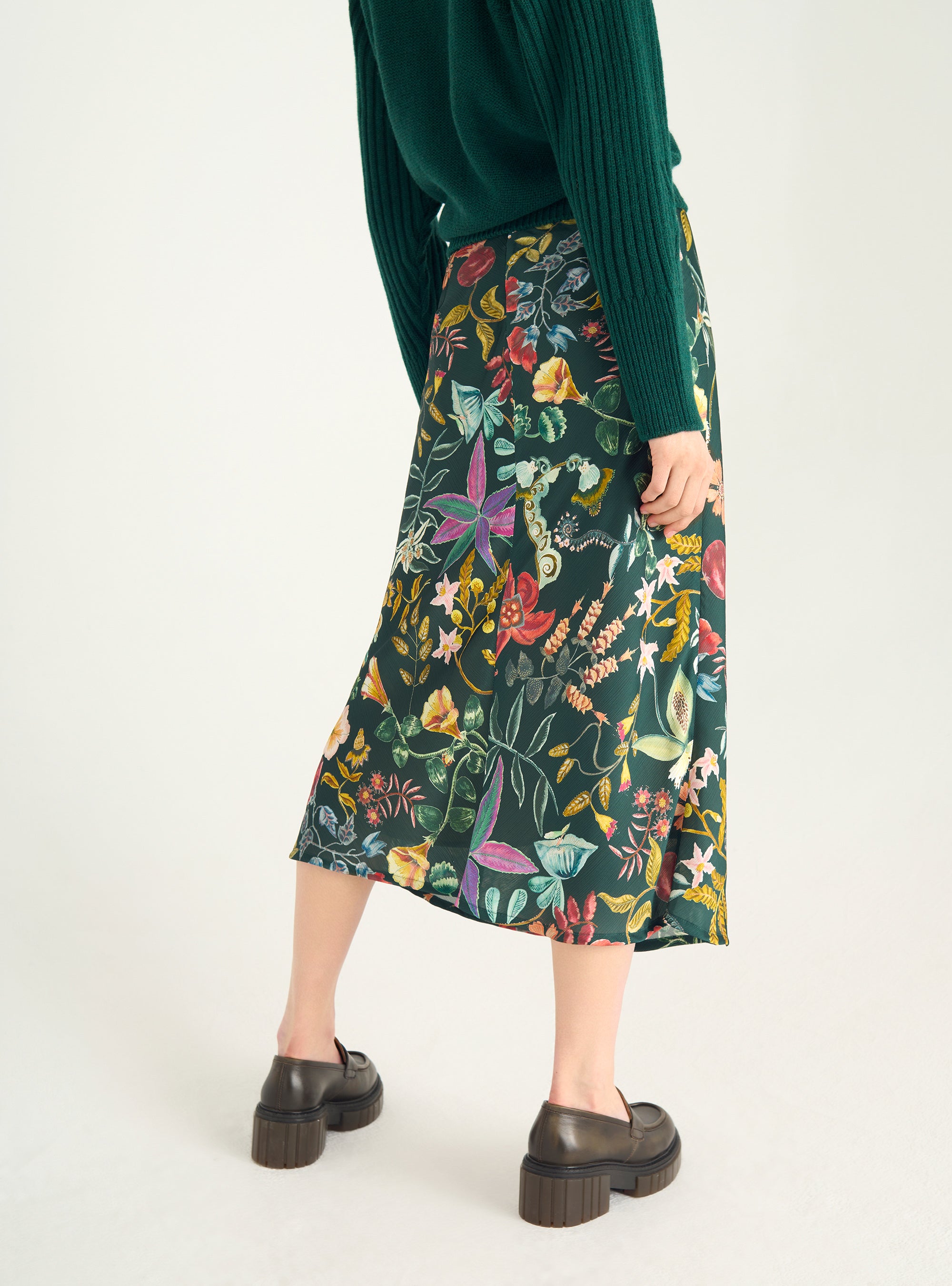 Satin midi skirt