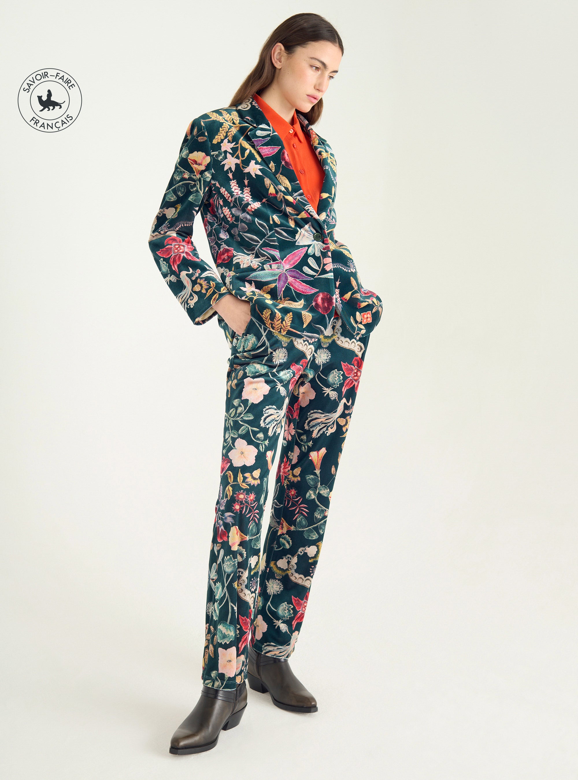 Veste blazer en maille velours