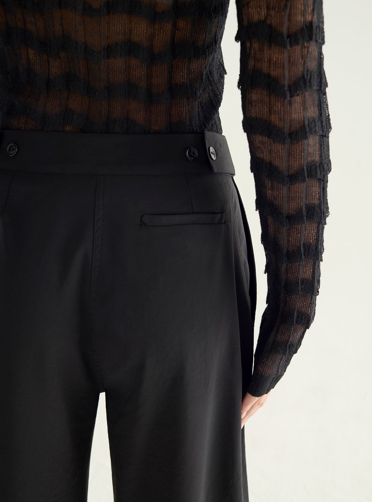 Wide-legged technical knit pants