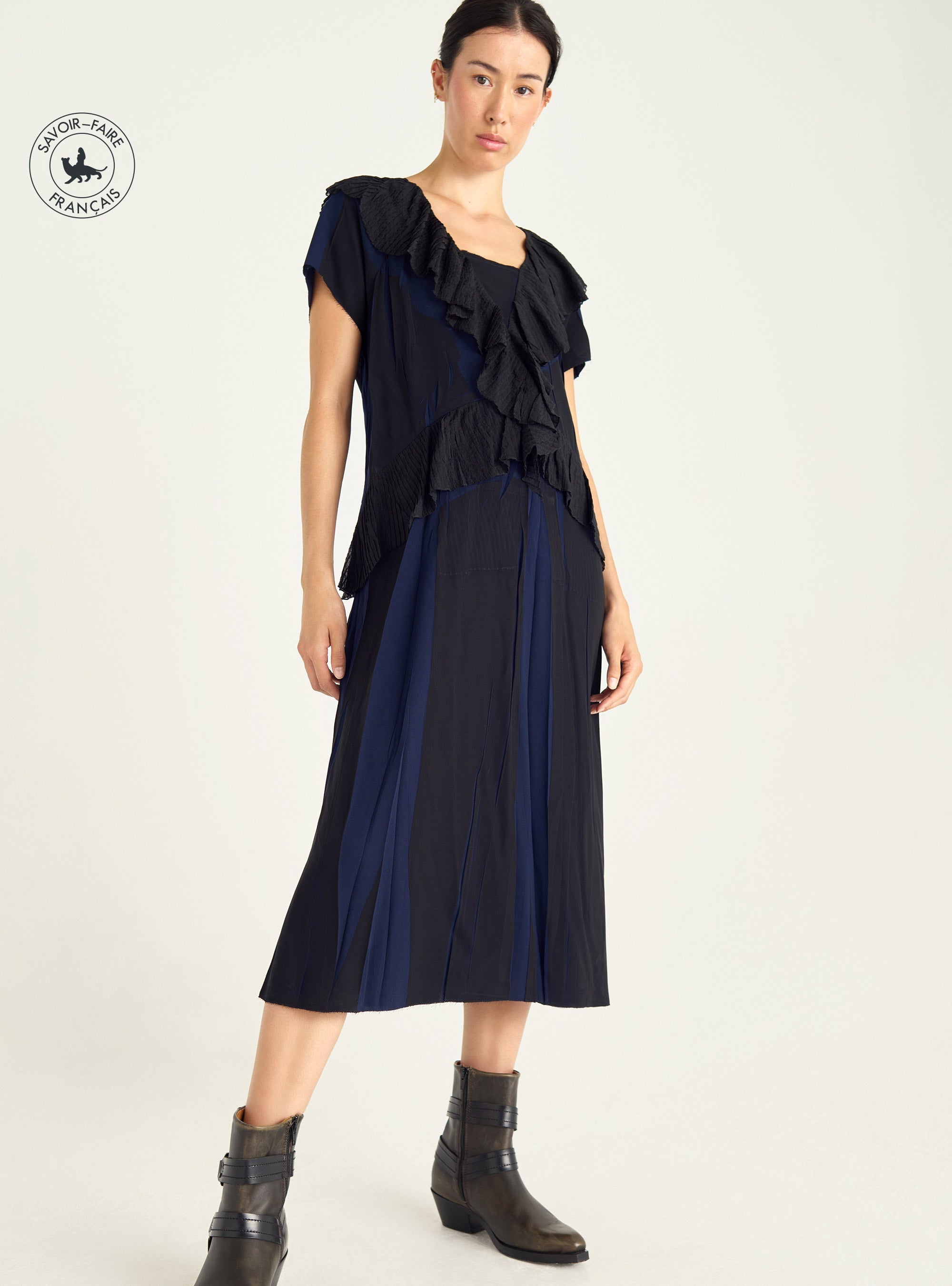 Robe à volants plissés et matière fluide Cotélac