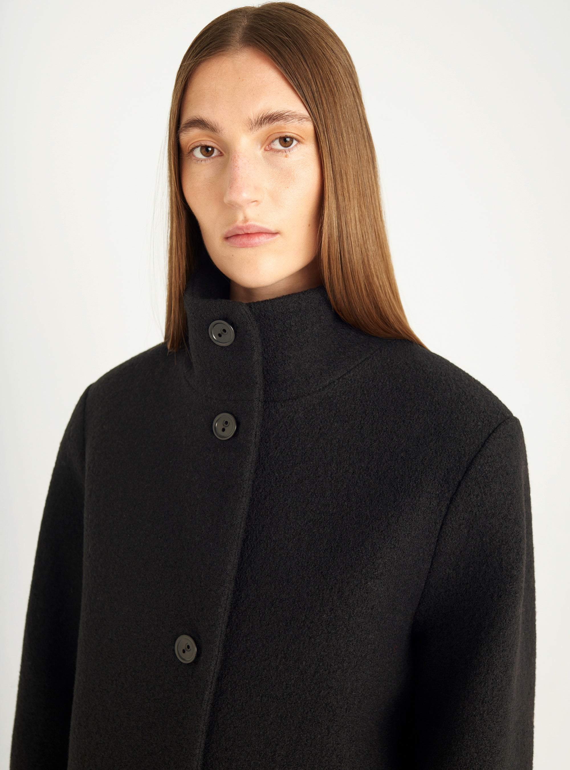 Long boiled wool coat