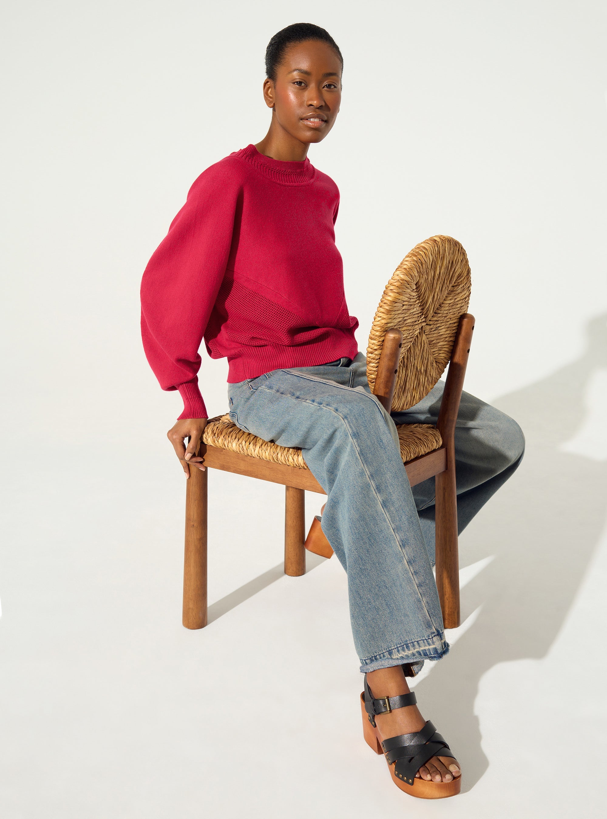 Pull en coton et cachemire rose