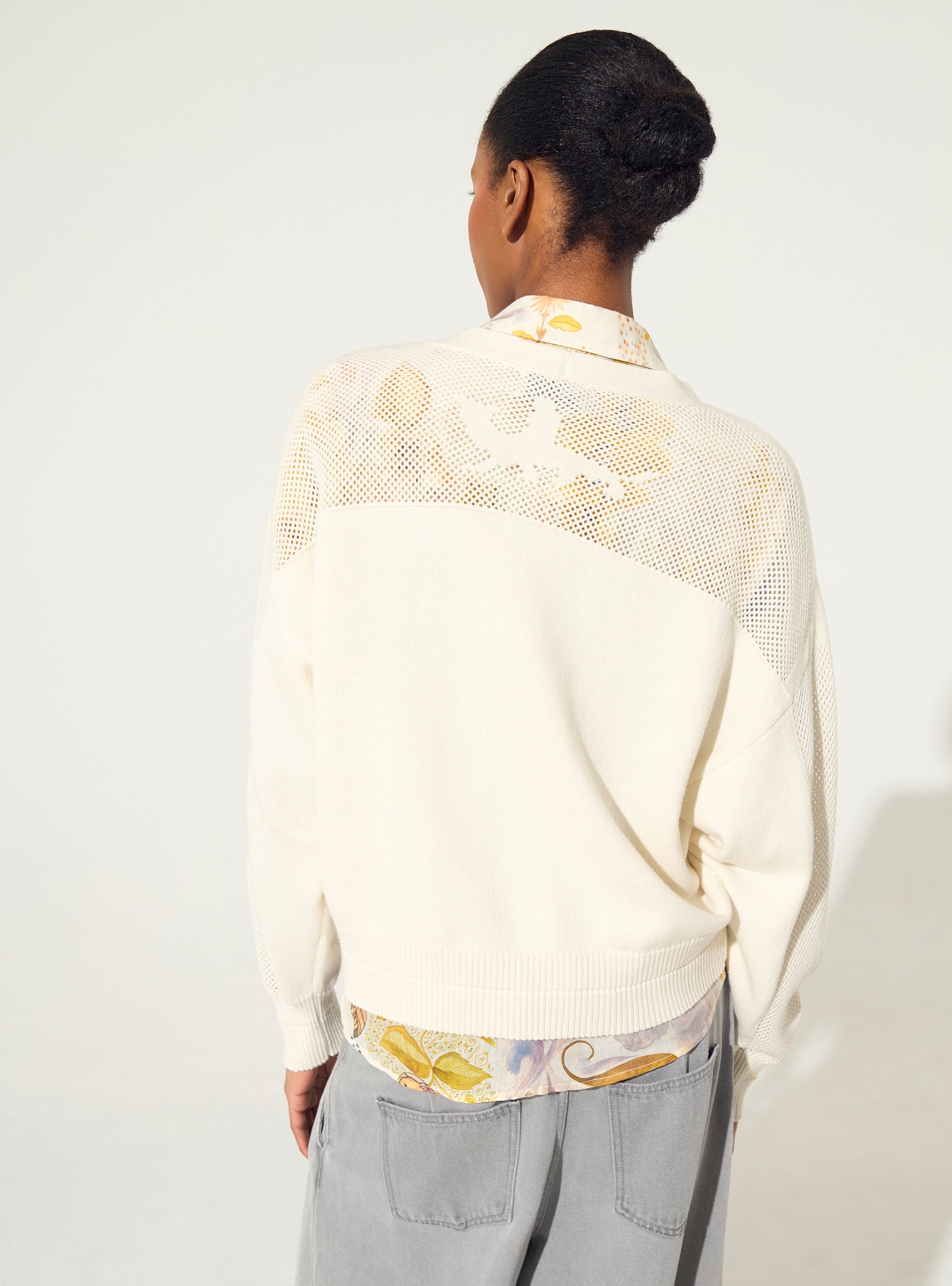 white cotton and cashmere cardigan