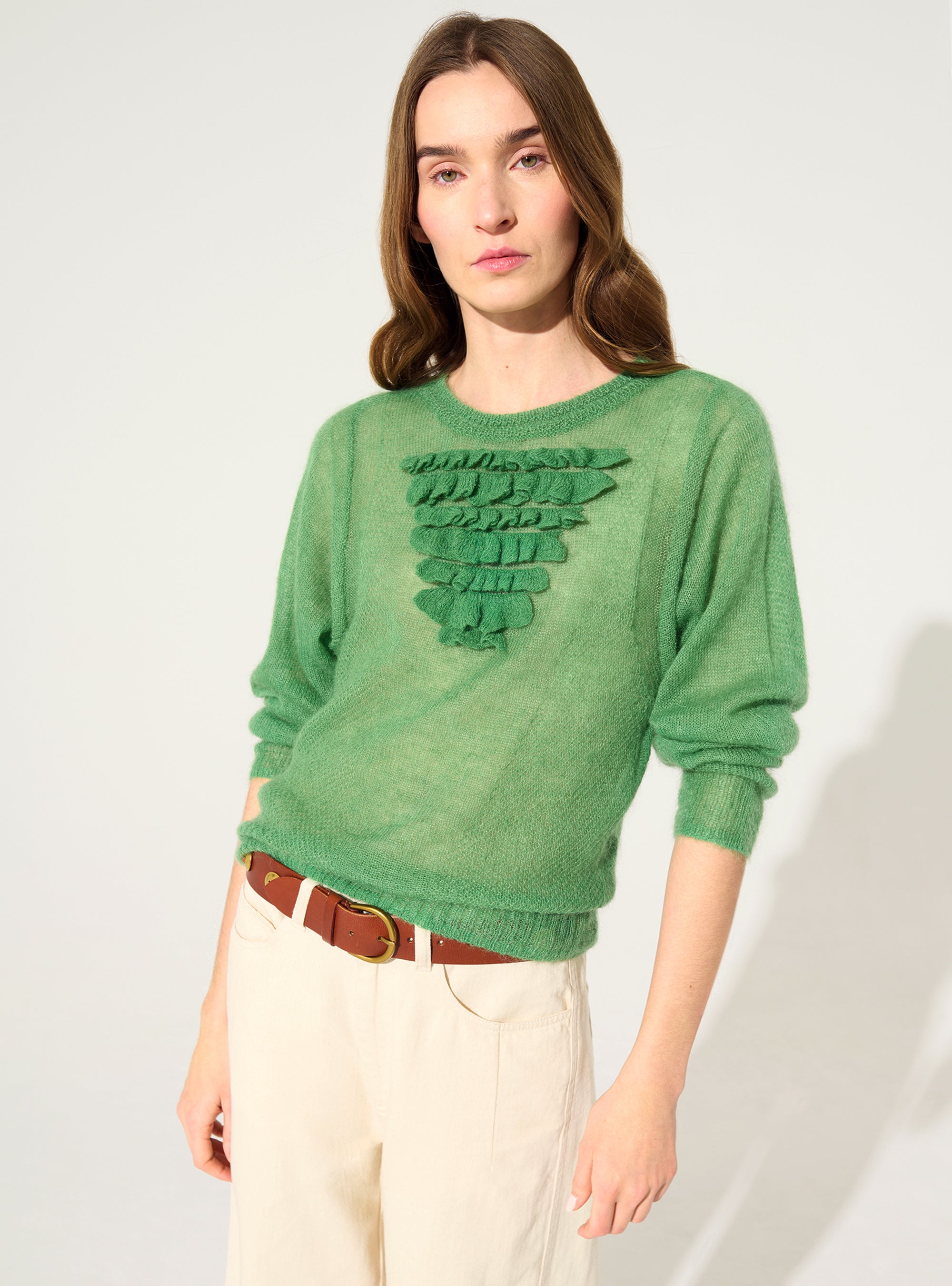 Green mohair and wool sweater