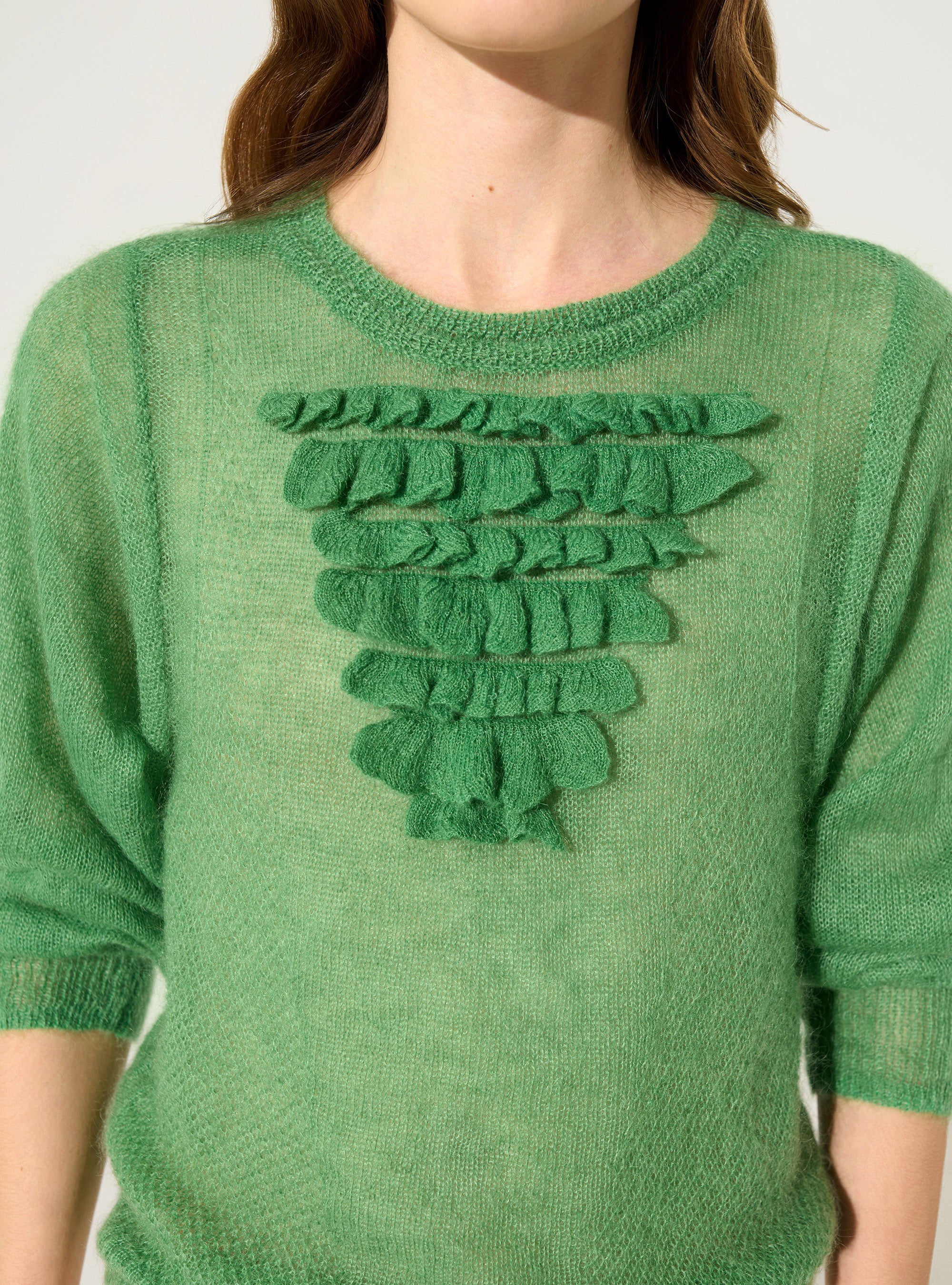 Green mohair and wool sweater