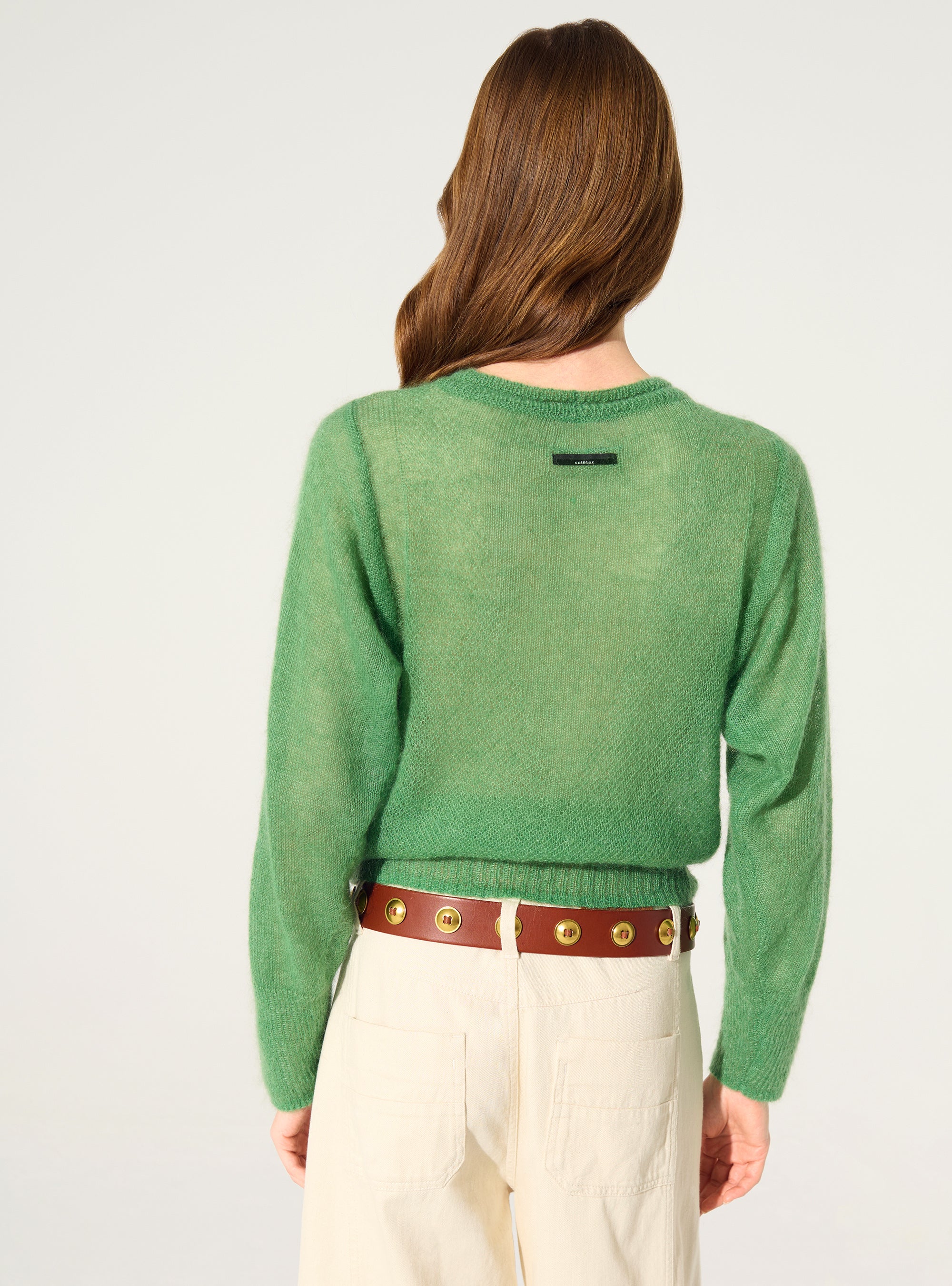 Green mohair and wool sweater