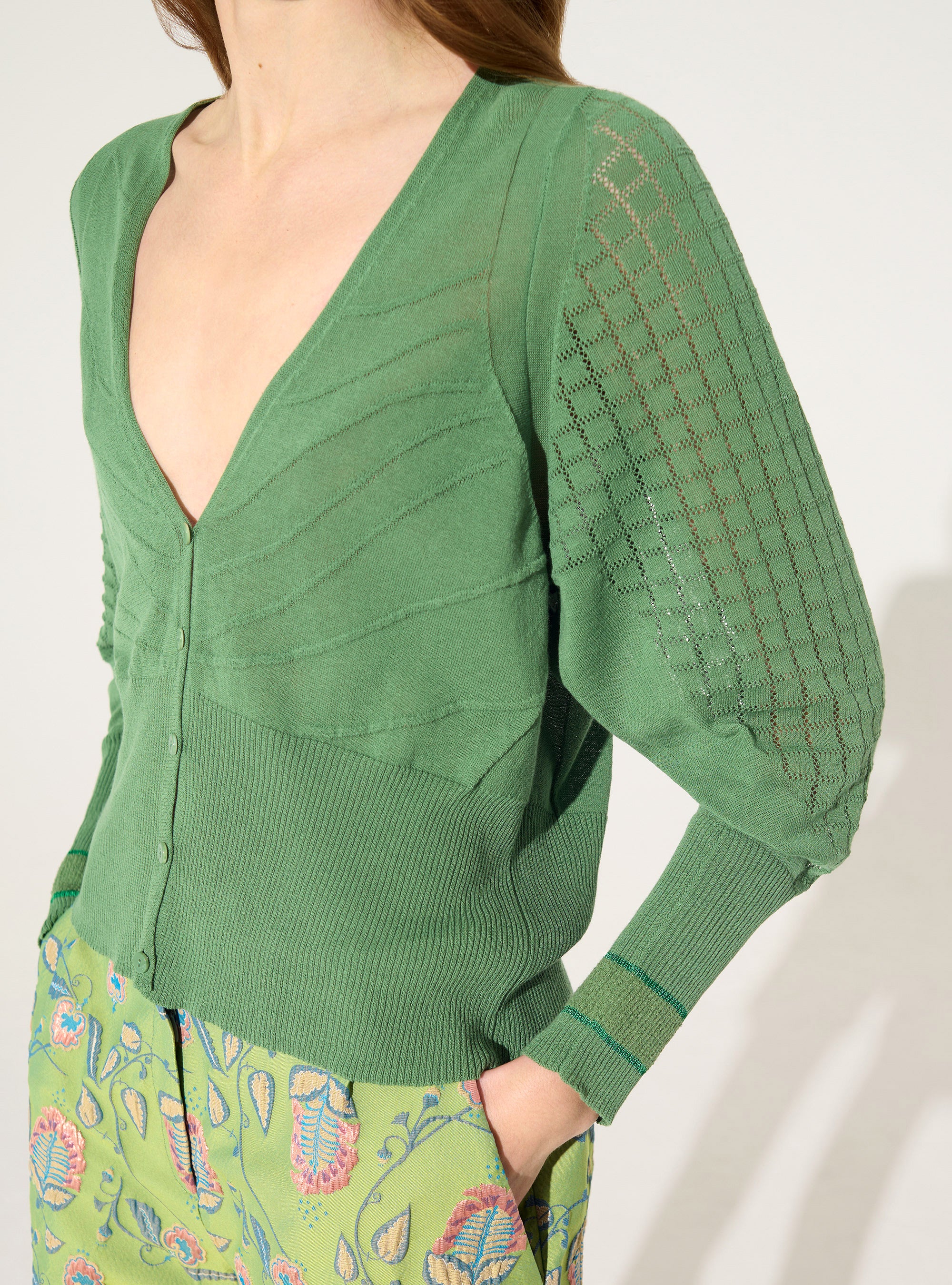 Green cotton cardigan