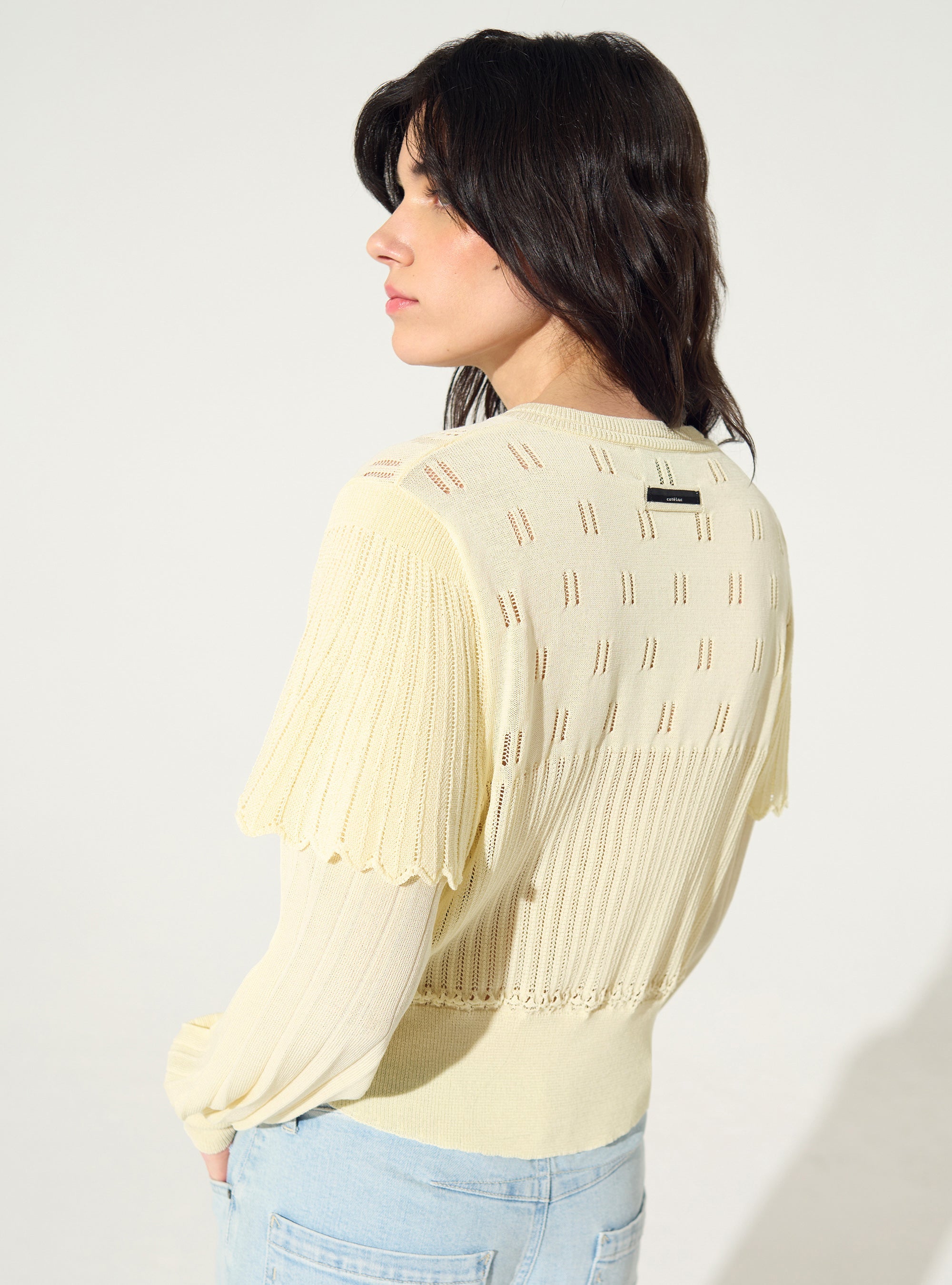 White pleated cardigan