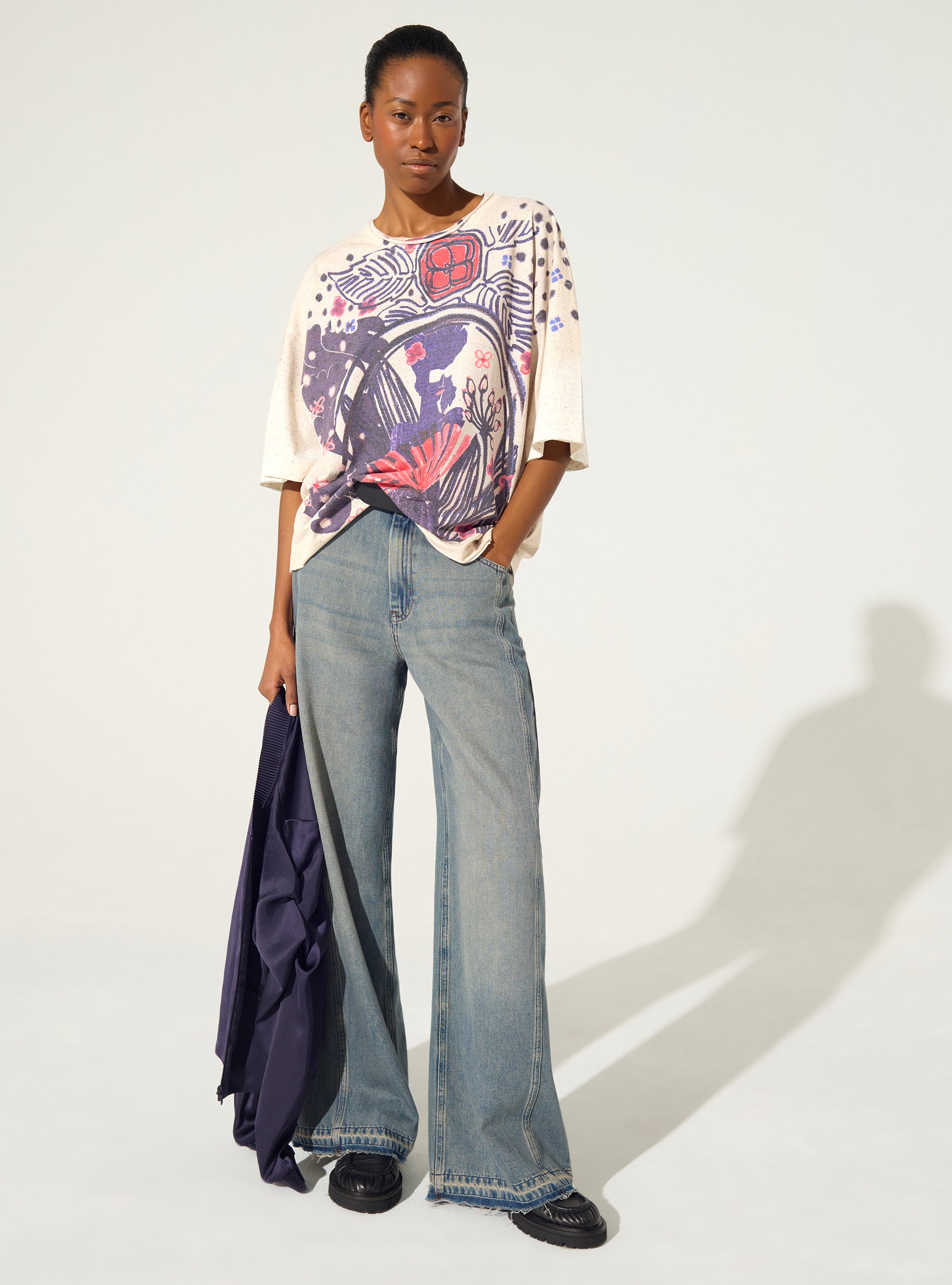 T-Shirt plissé et sublimé violet