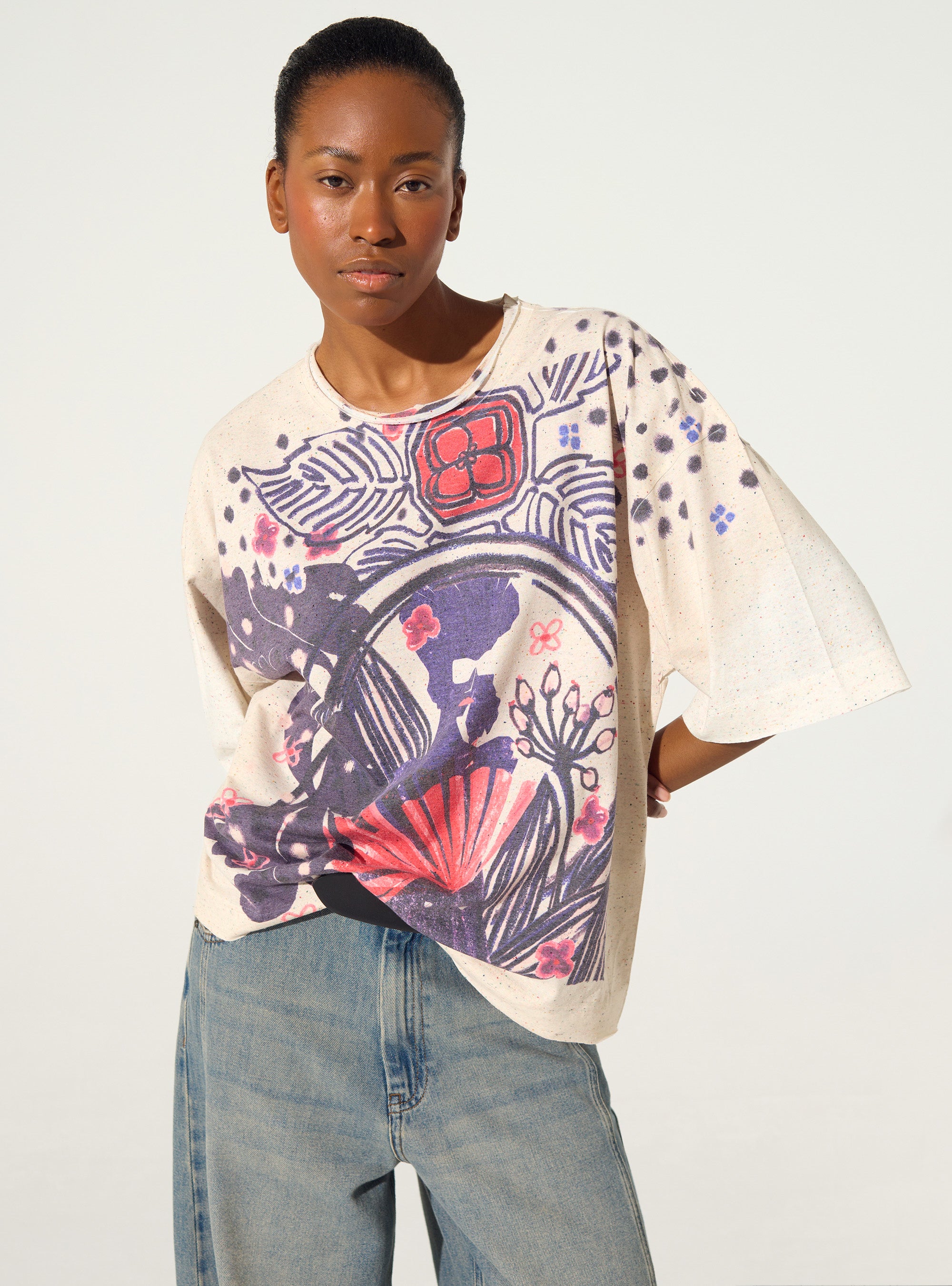 T-Shirt plissé et sublimé violet