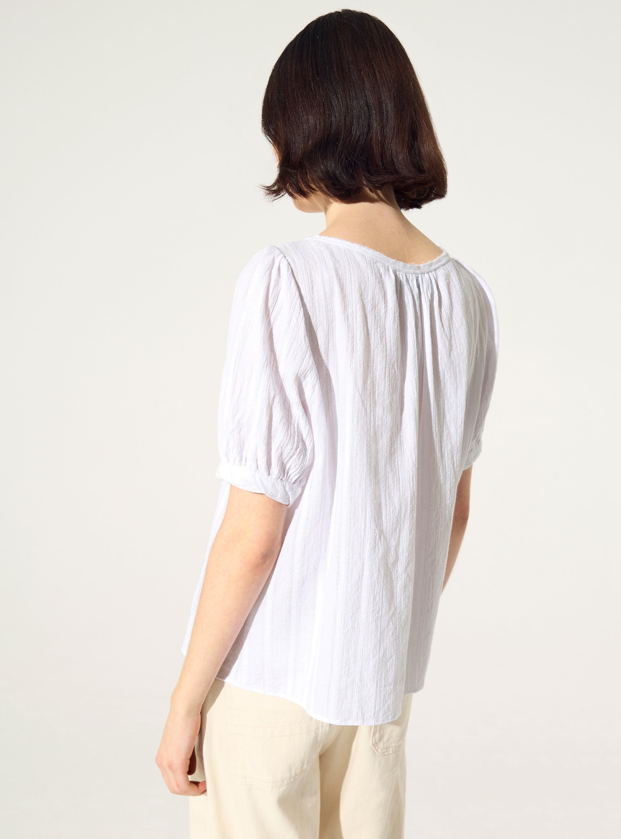 Blouse ample en coton blanc