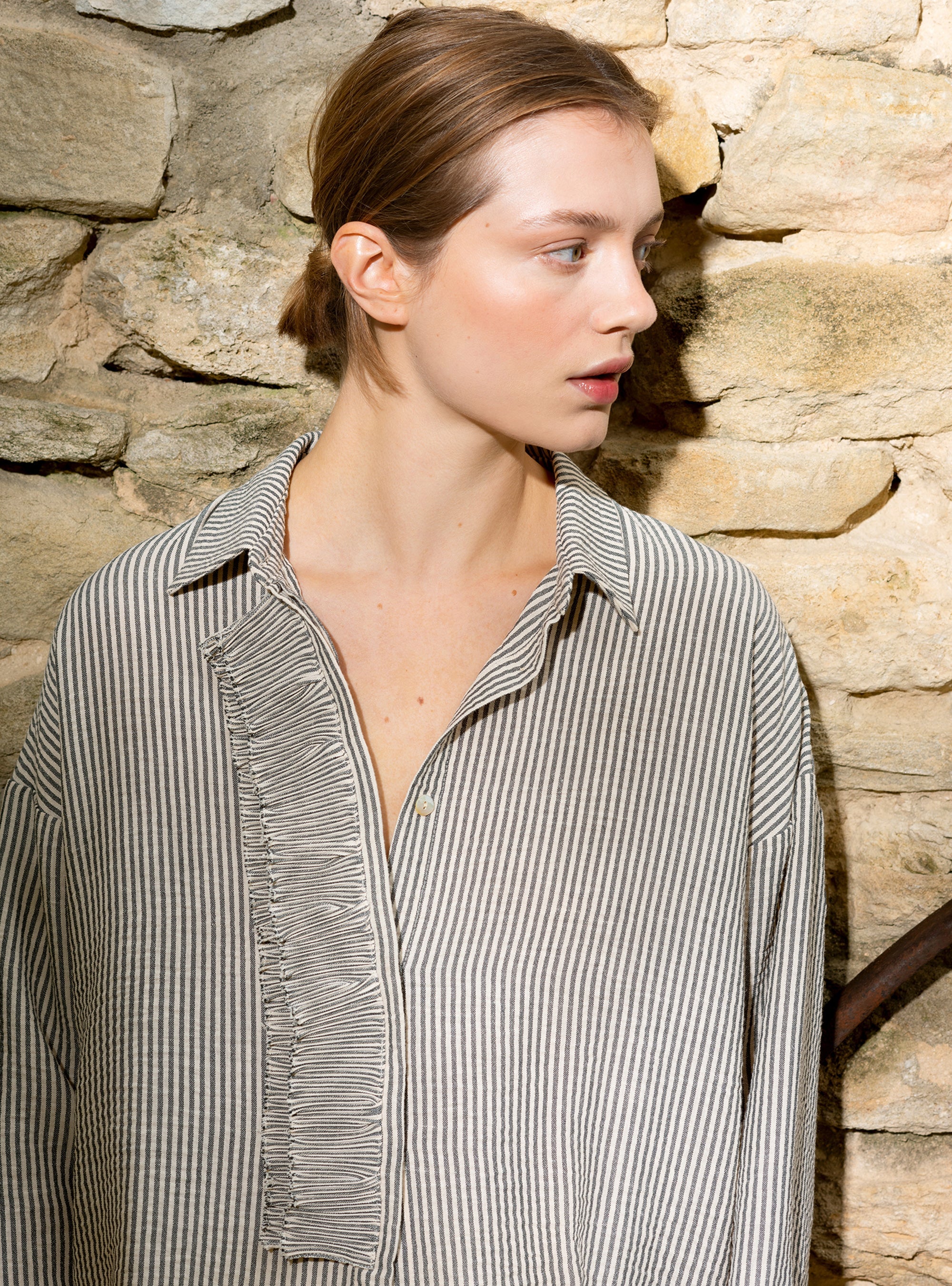 Chemise oversized plissée rayée Cotélac