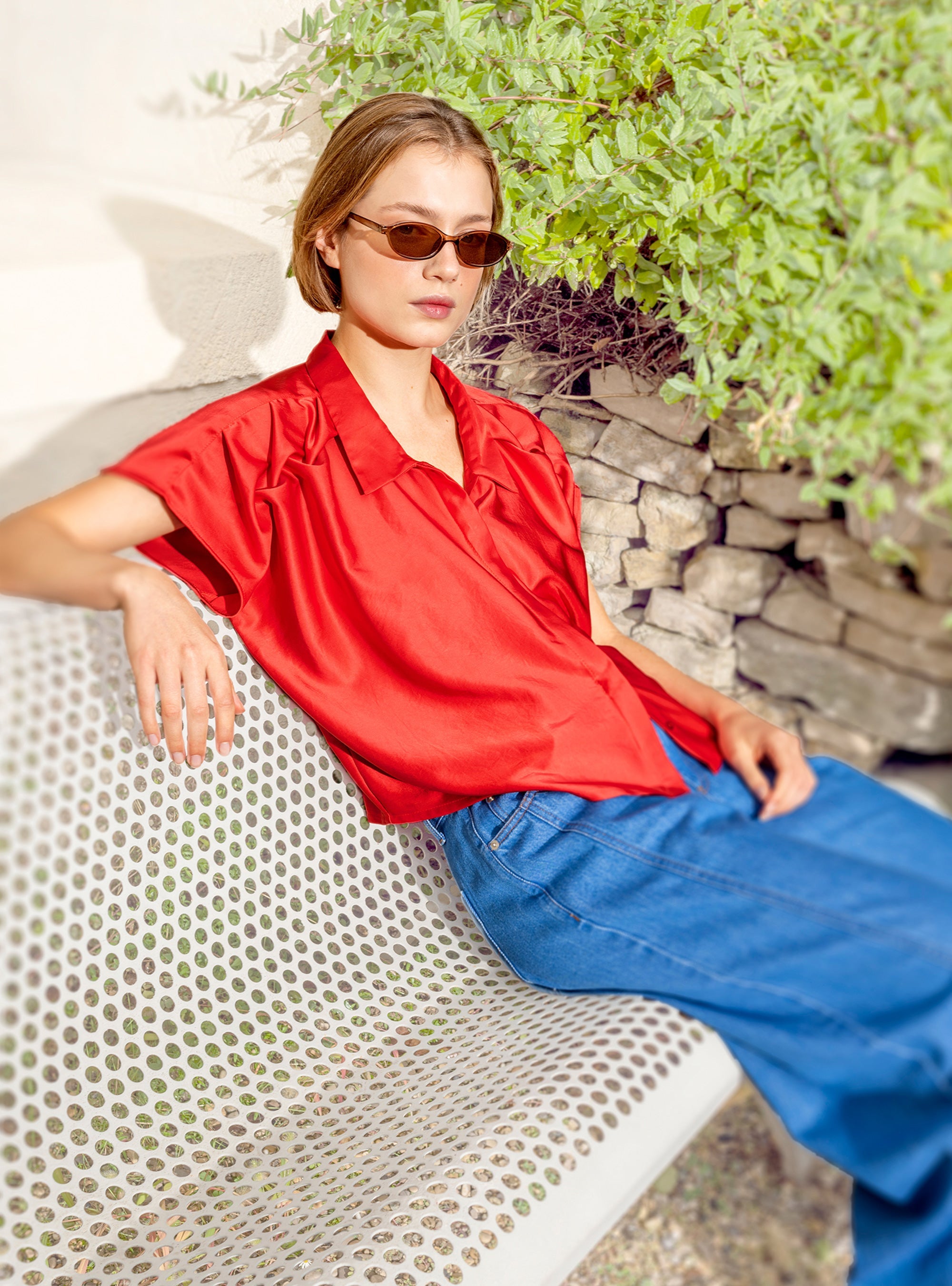 Chemise oversize rouge Cotélac