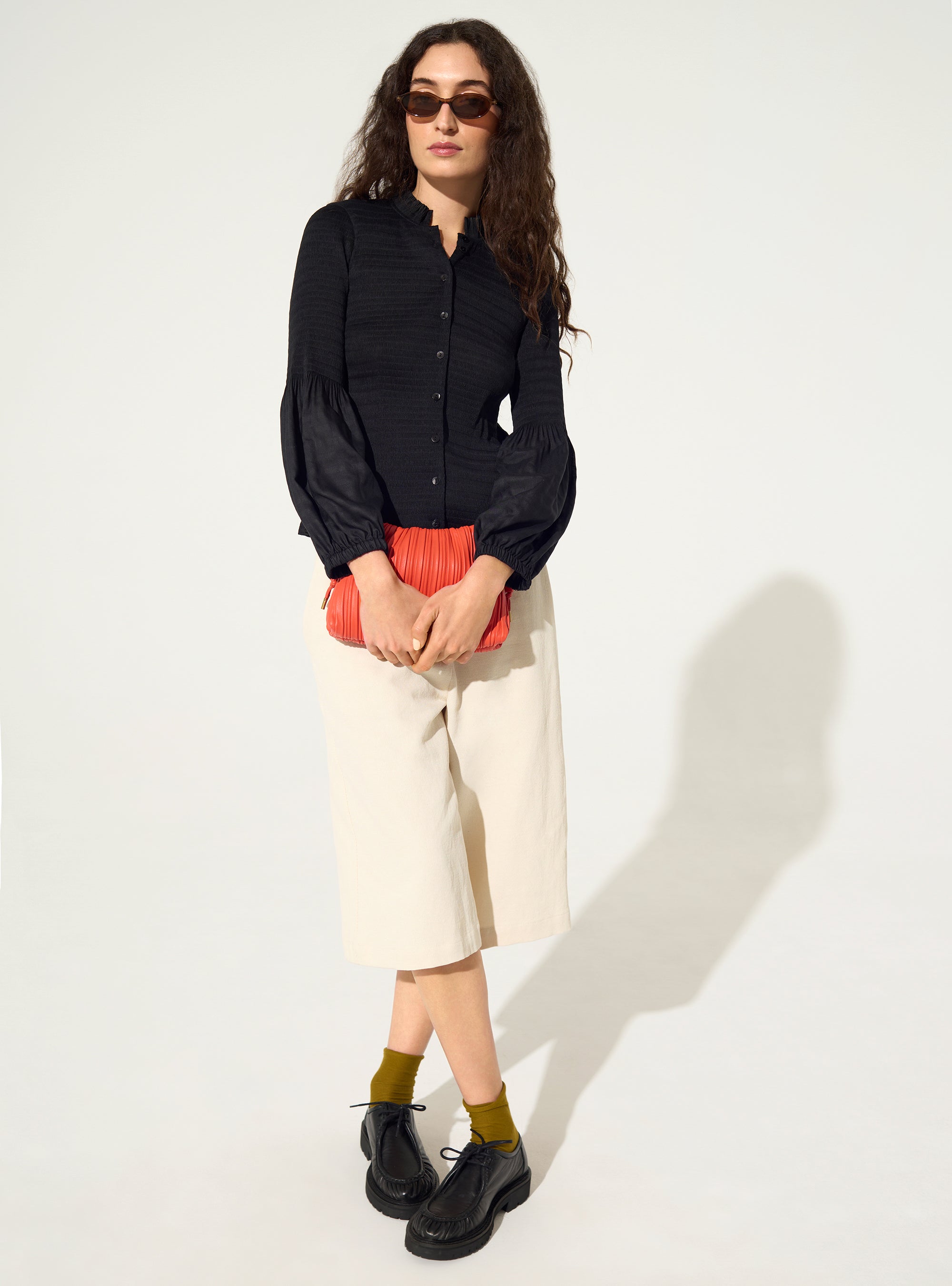 Chemise ajustée plissée noir