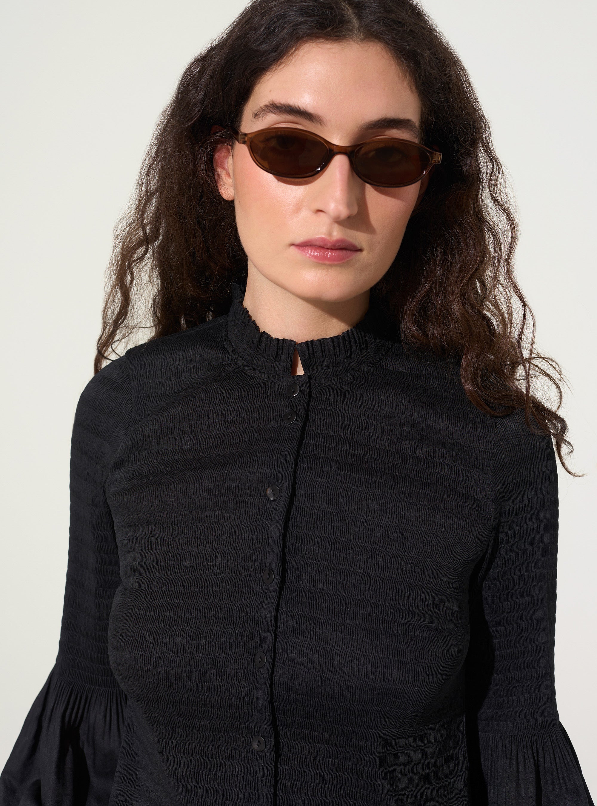 Chemise ajustée plissée noir