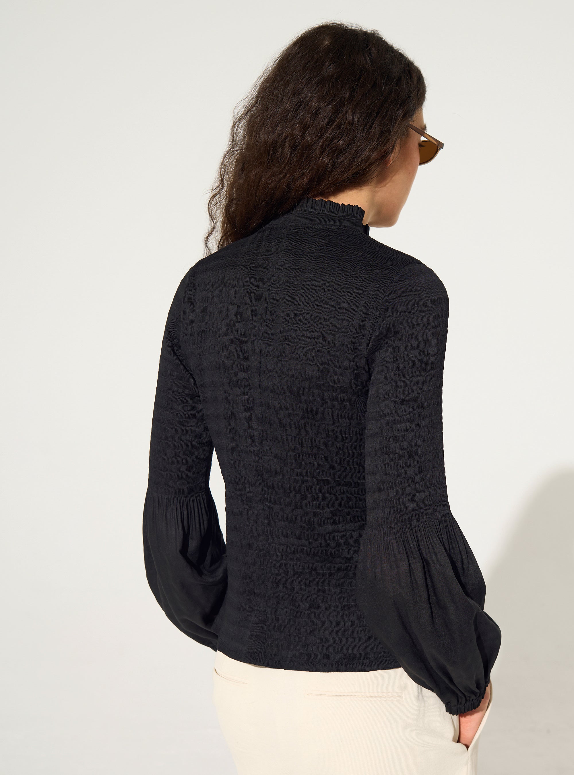 Chemise ajustée plissée noir