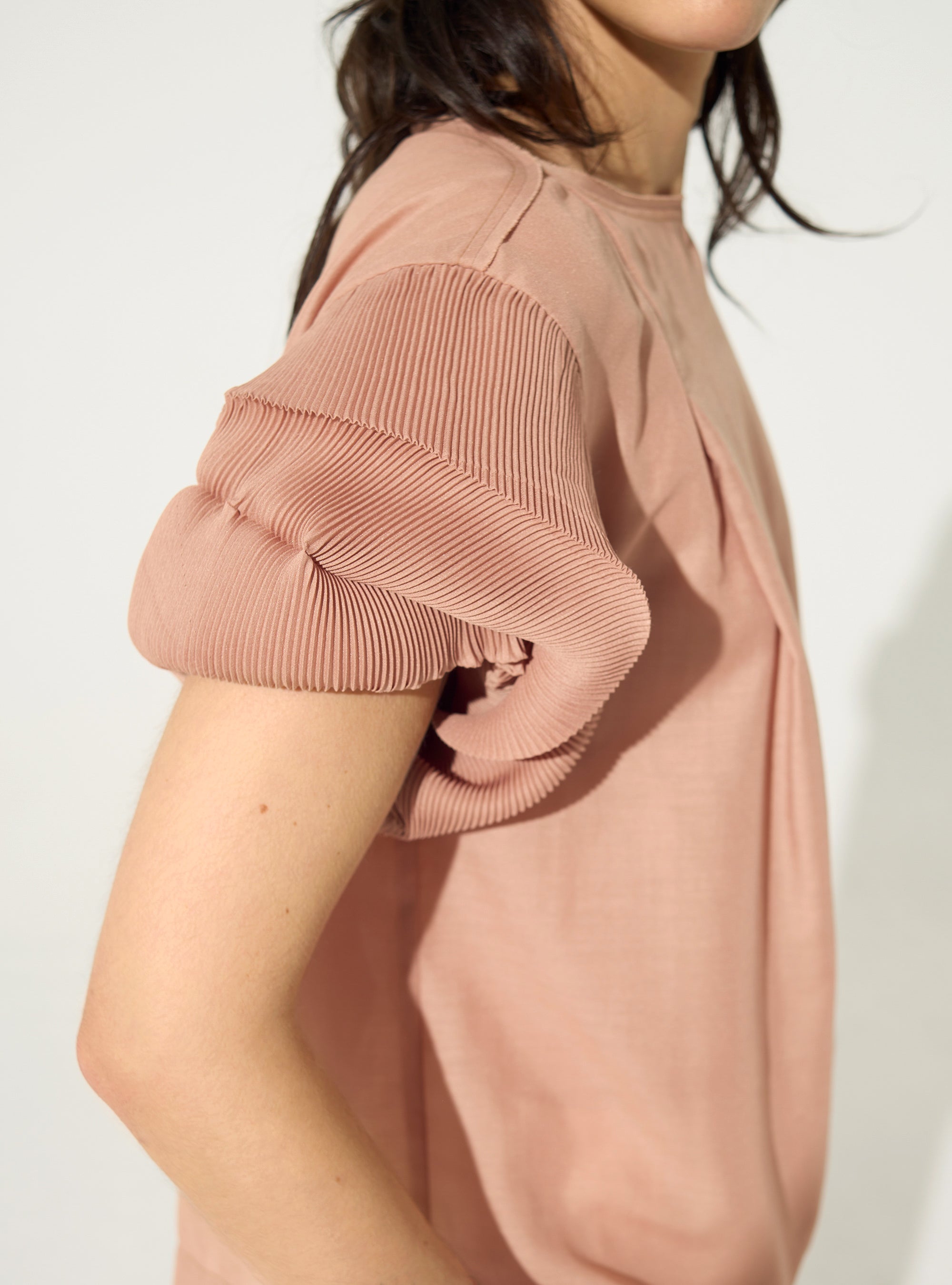 Blouse plissée rose