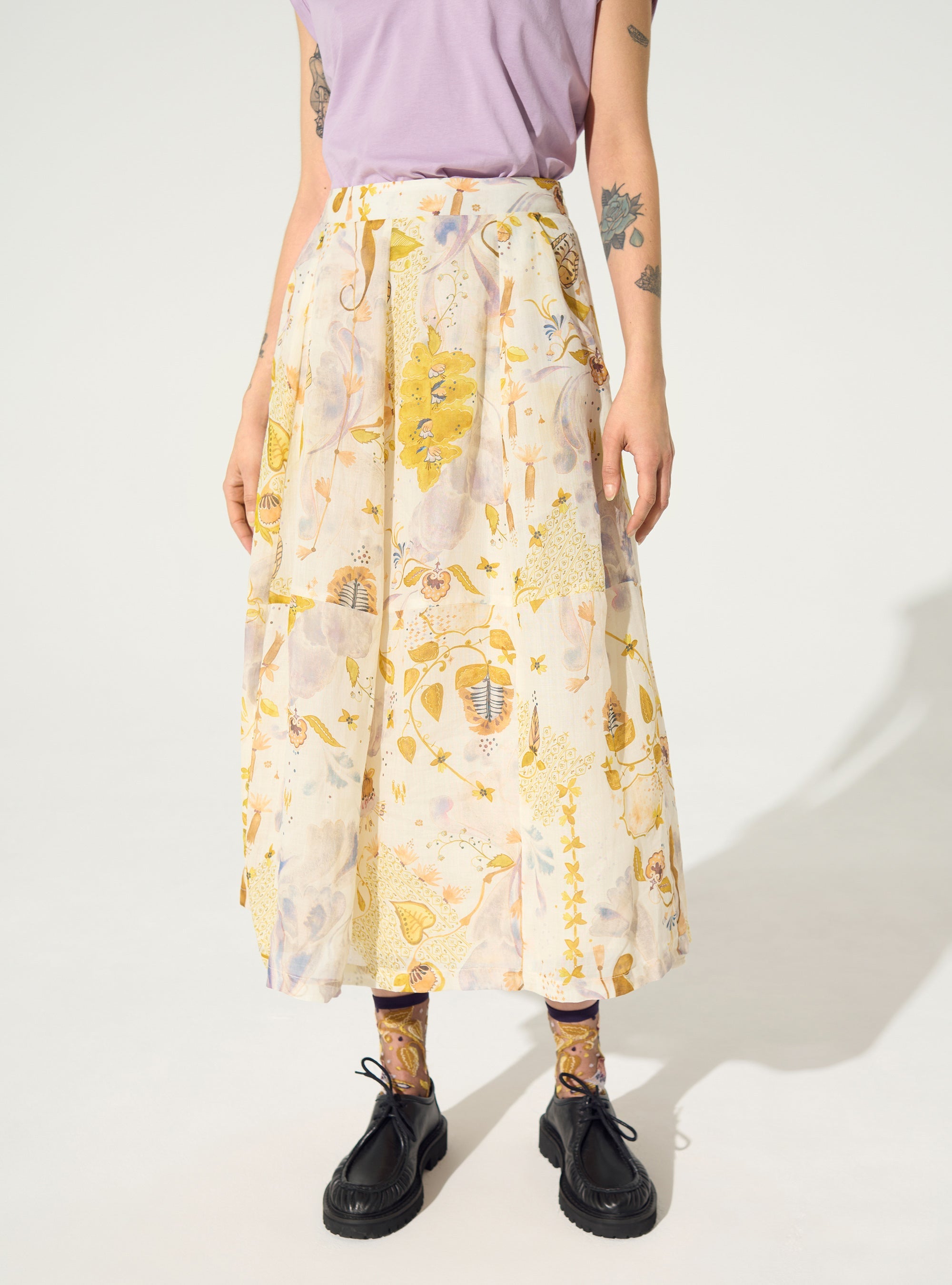 Jupe ample imprimée blanc