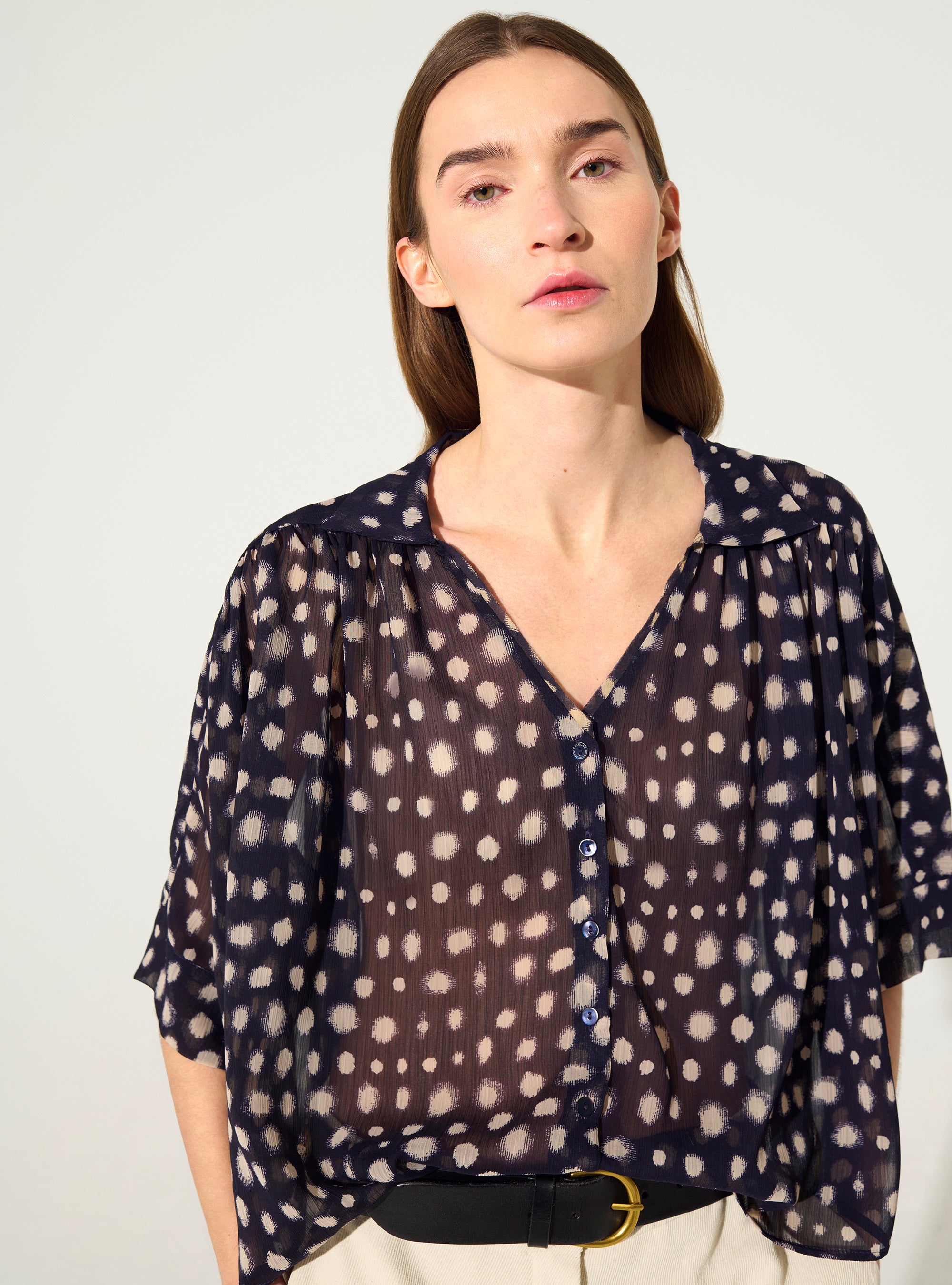 Oversized XXL shirt with purple house print